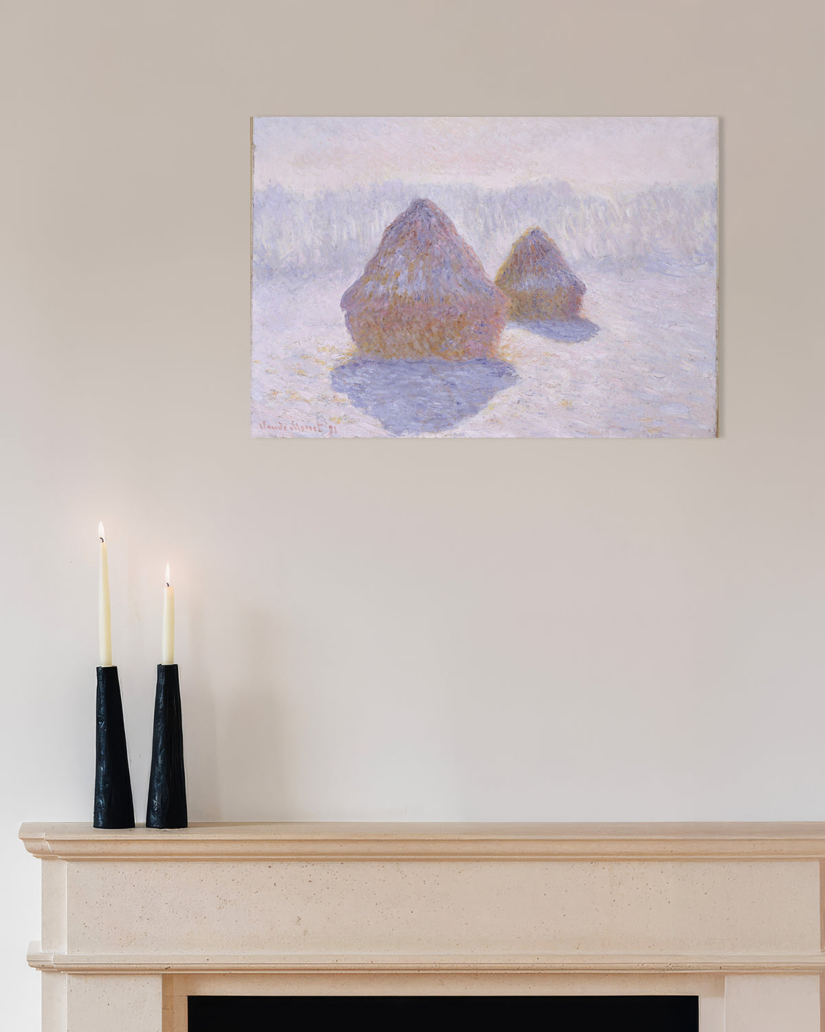 Affiche Meules, effet de neige et de soleil (1891) de Claude Monet