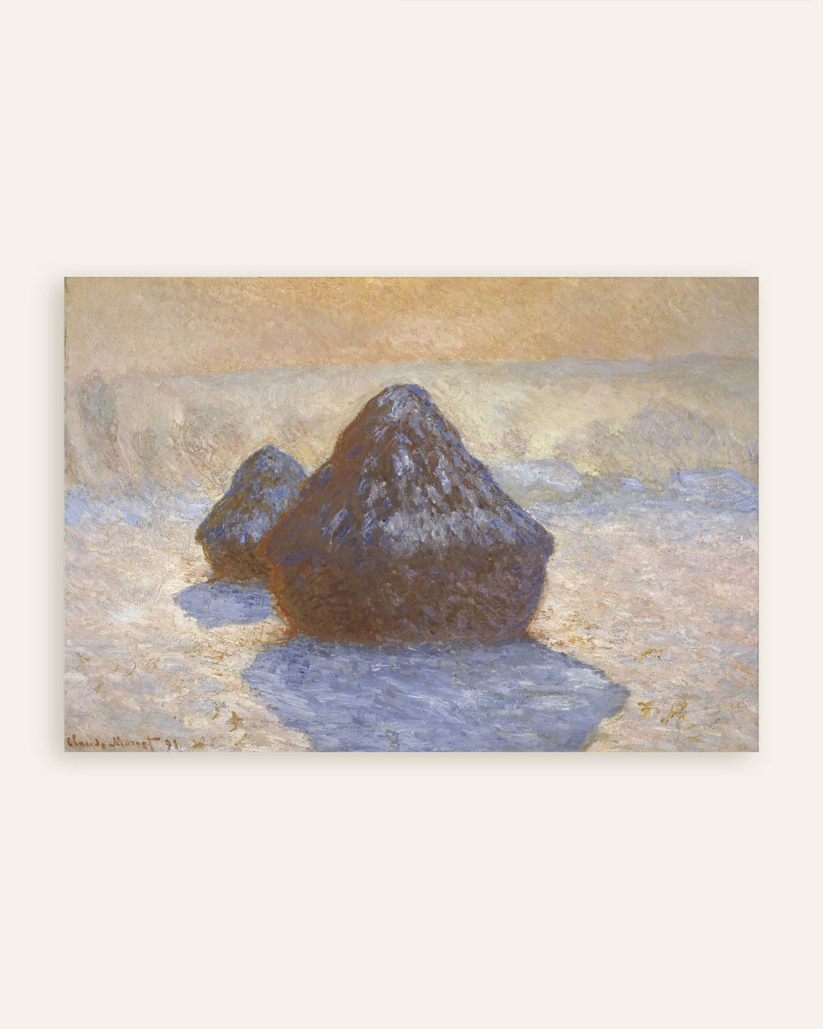 Affiche Meules, effet de neige (1891) de Claude Monet, miniature