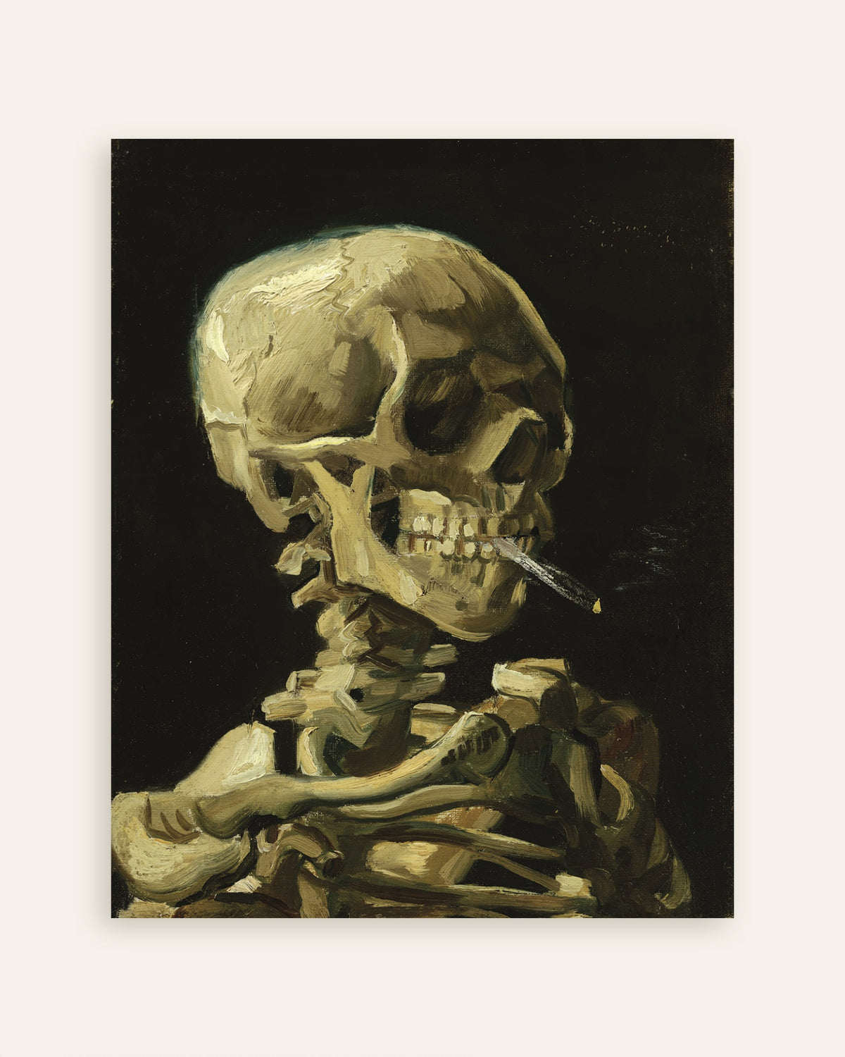 Poster de Tête de squelette avec une cigarette allumée (1886) de Vincent van Gogh, en miniature