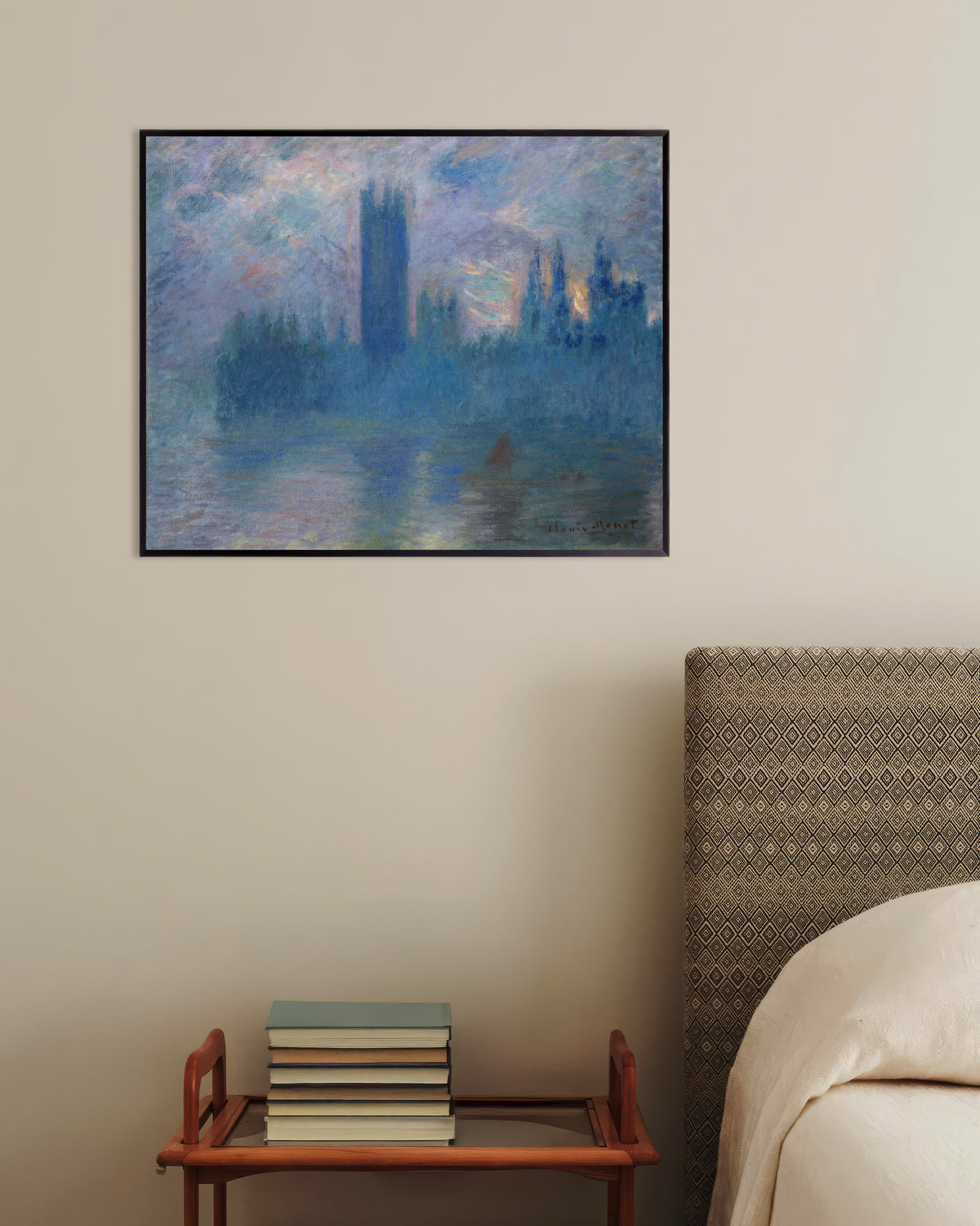 Affiche Le Parlement de Londres (1900) de Claude Monet, avec un cadre en métal