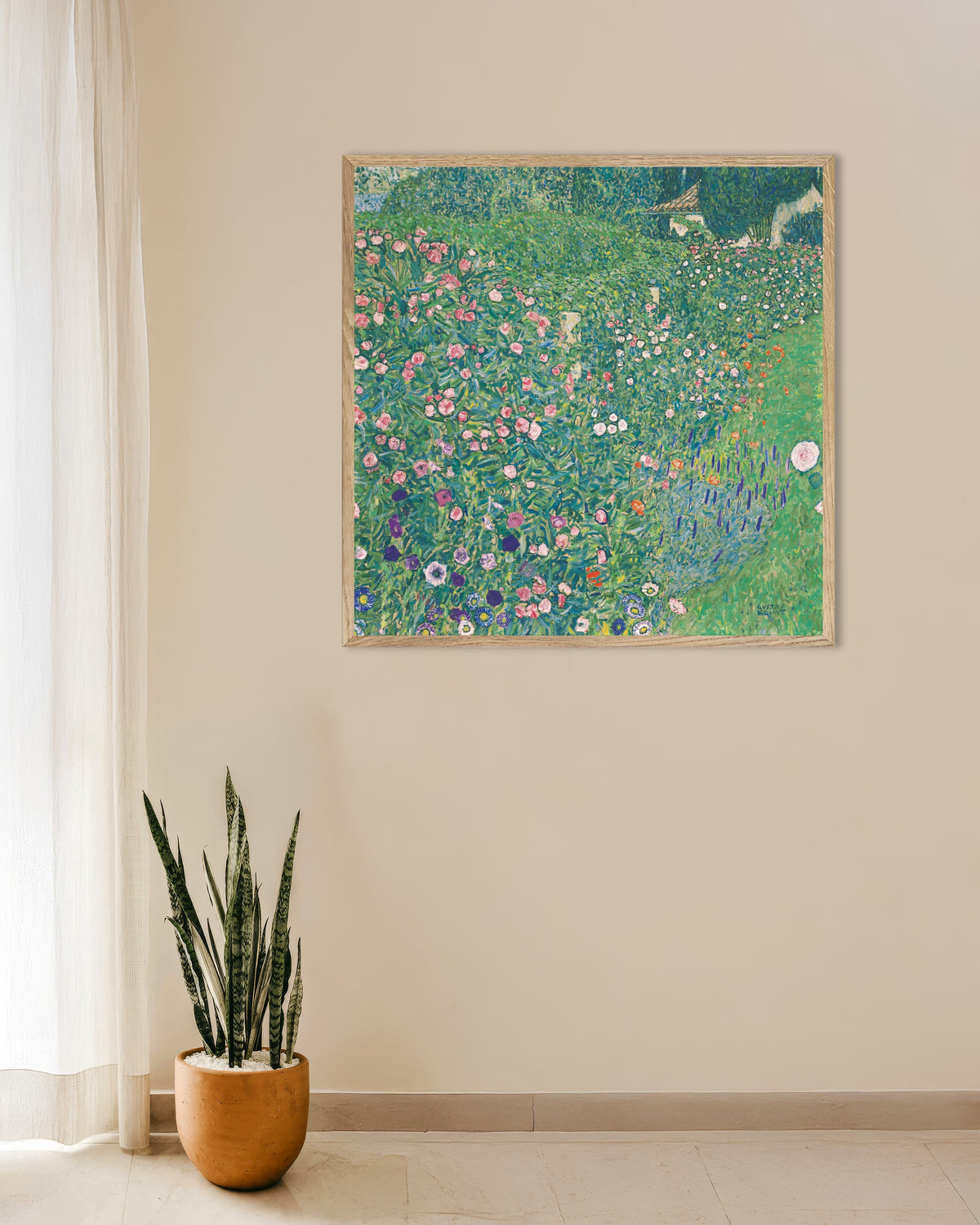 Affiche Paysage de jardin italien (1913) de Gustav Klimt, avec un cadre en bois naturel