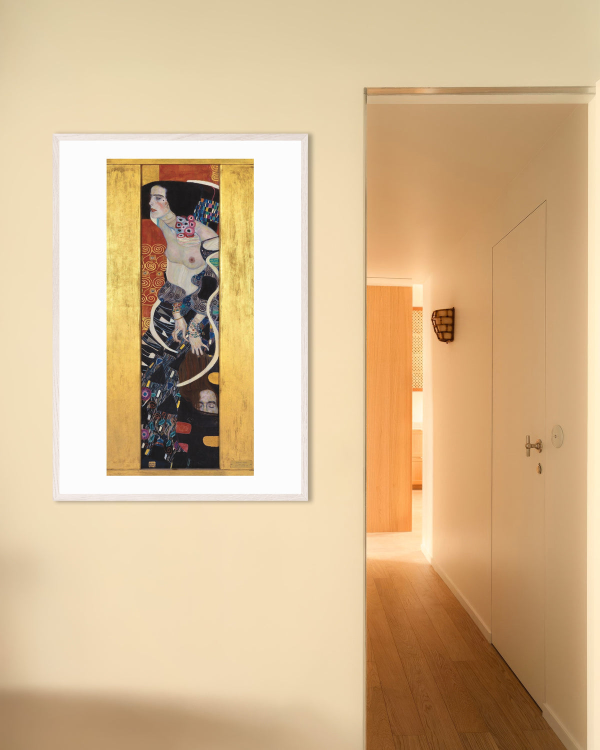 Affiche Judith II (1909) de Gustav Klimt, avec un cadre en bois blanc
