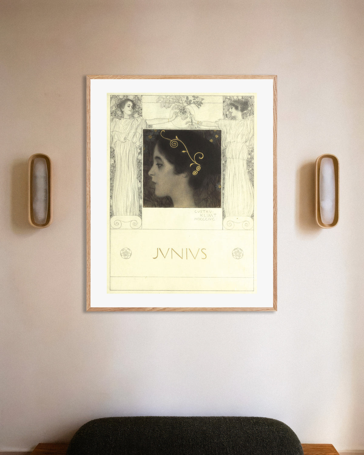 Affiche Junius (1896) de Gustav Klimt, avec un cadre en bois naturel