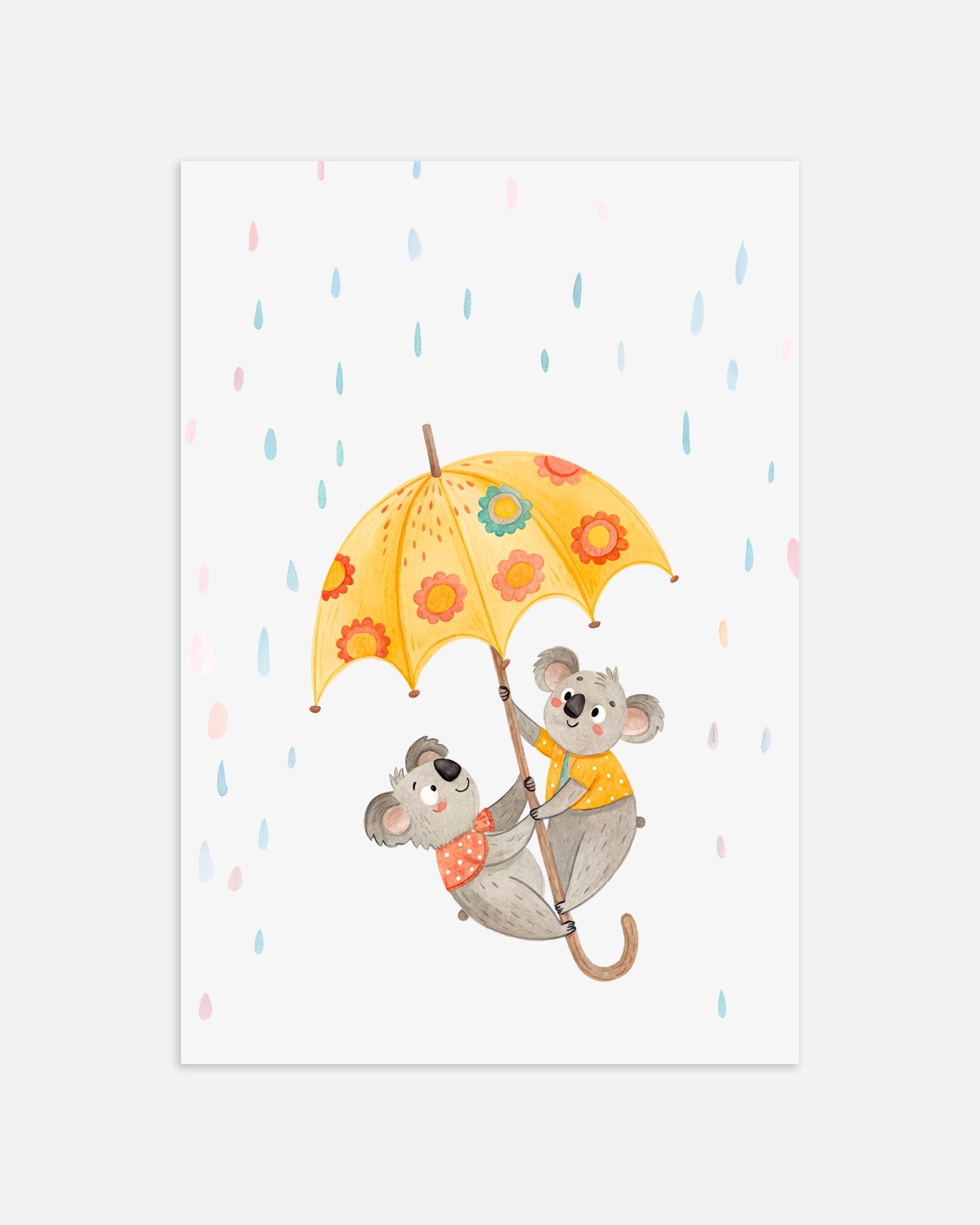 Poster of Koalas with Umbrella Poster - Nursery Wall Art, thumbnail