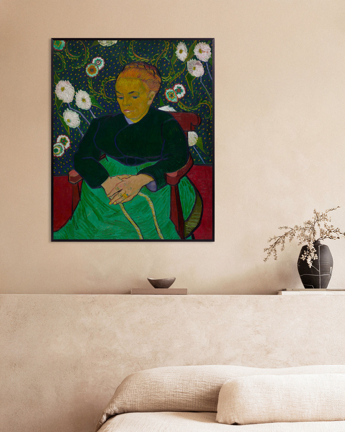 Poster La Berceuse, Madame Roulin berçant le berceau (1889) de Vincent van Gogh, avec cadre métallique