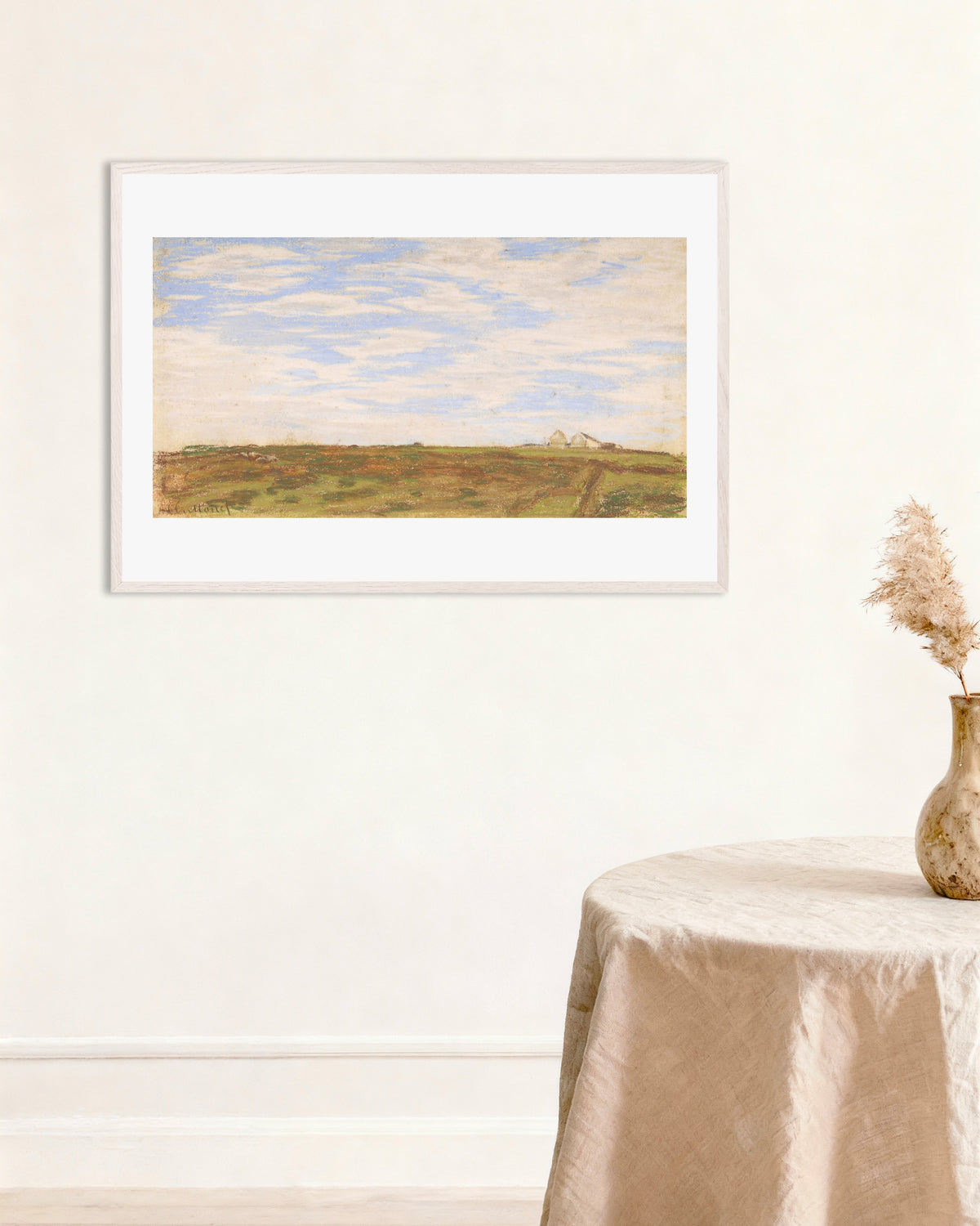 Affiche Paysage (1864–1866) de Claude Monet, avec un cadre en bois blanc