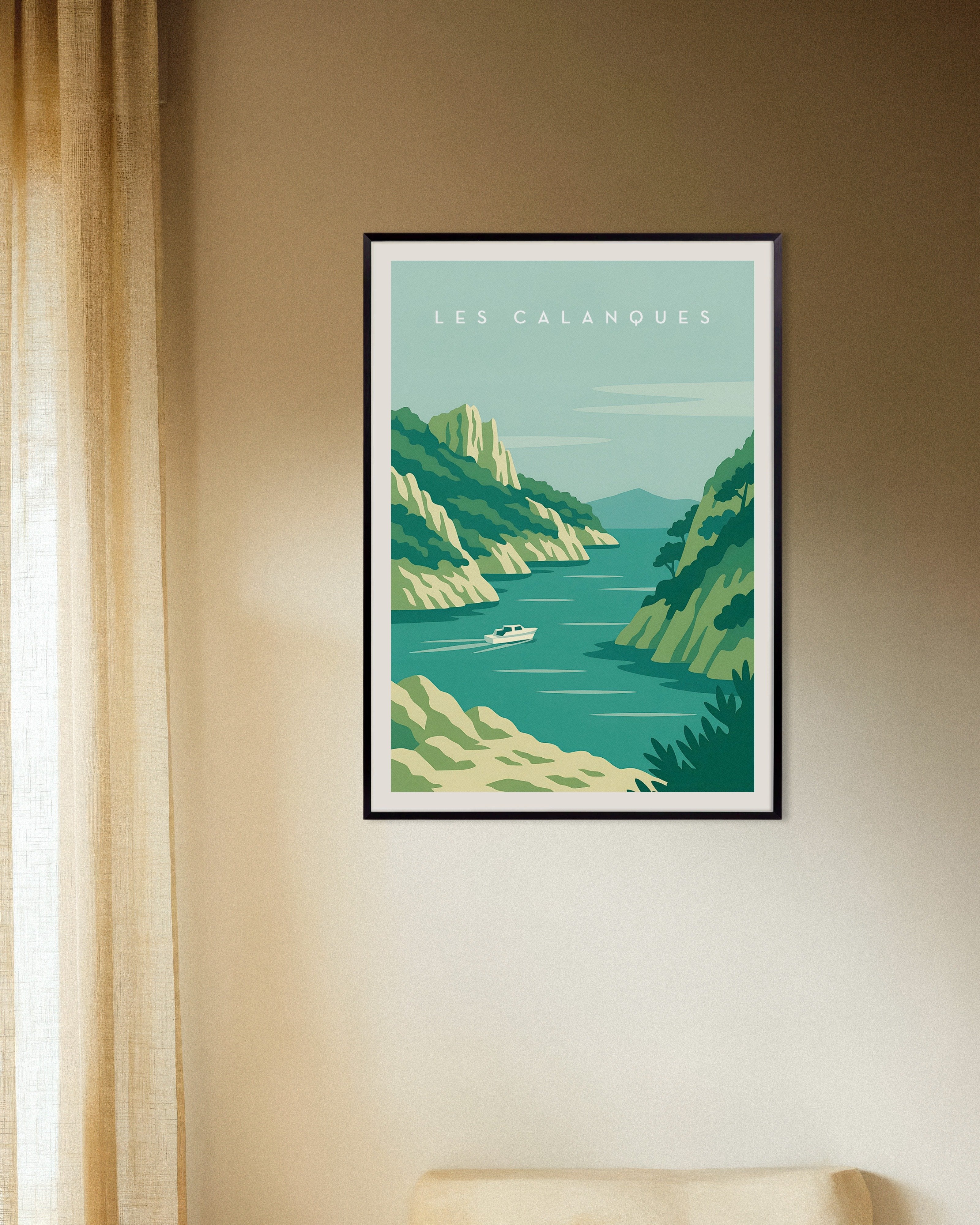 Poster of Les Calanques Wall Art Print, with metal frame