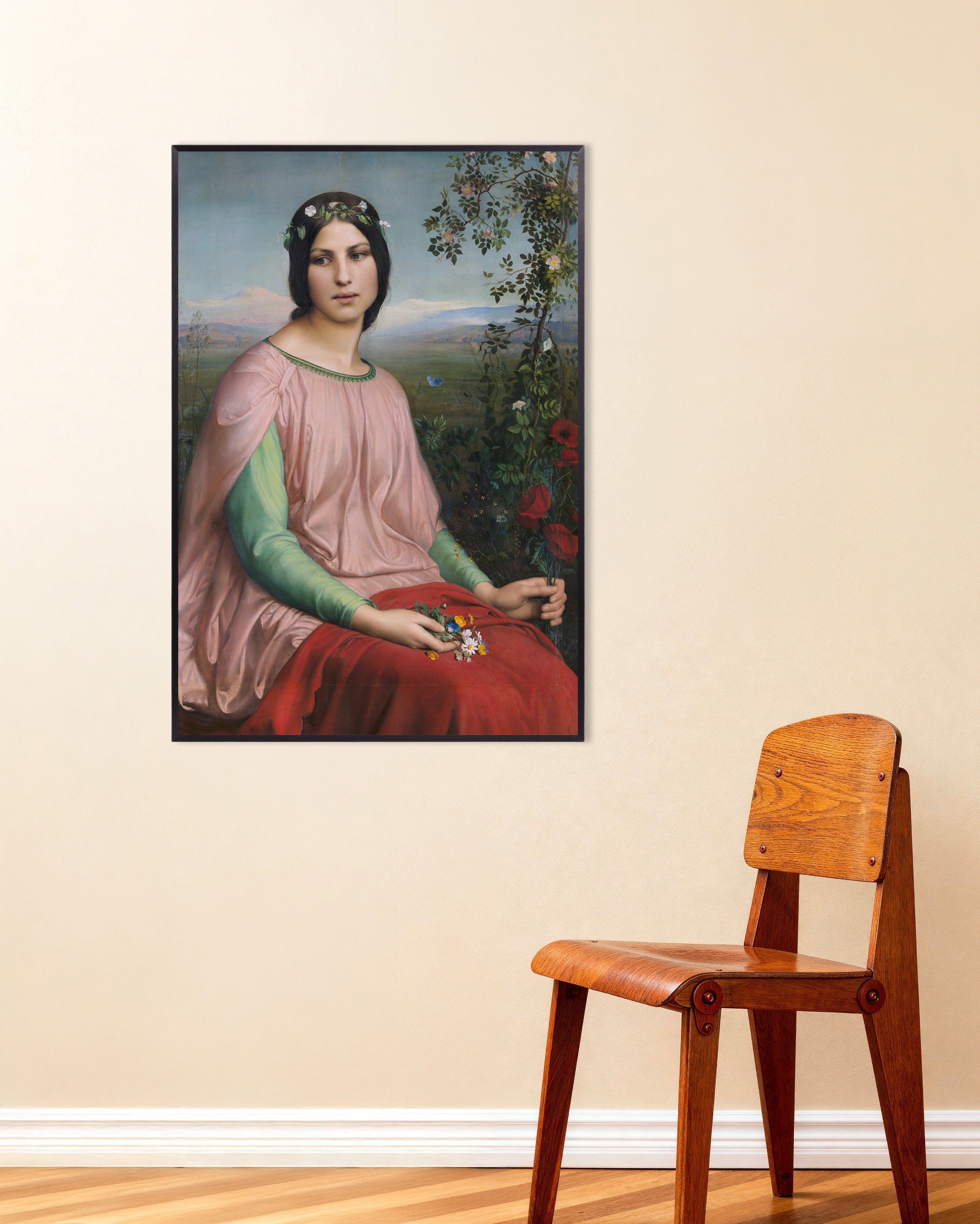 Poster of Louis Janmot "Fleur des Champs" - Classic French Art Print, with metal frame