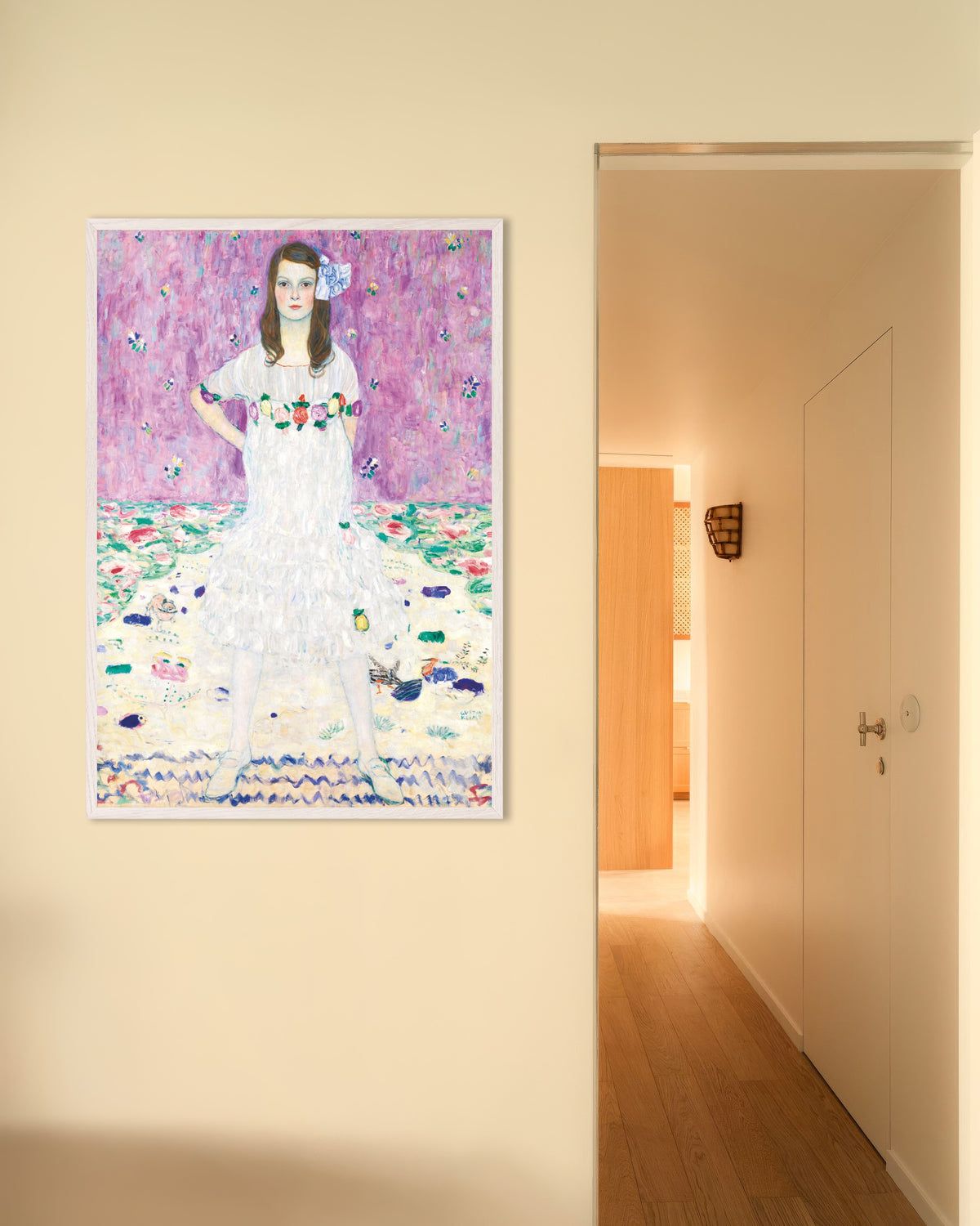 Affiche Mäda Primavesi (1912–1913) de Gustav Klimt, avec un cadre en bois blanc