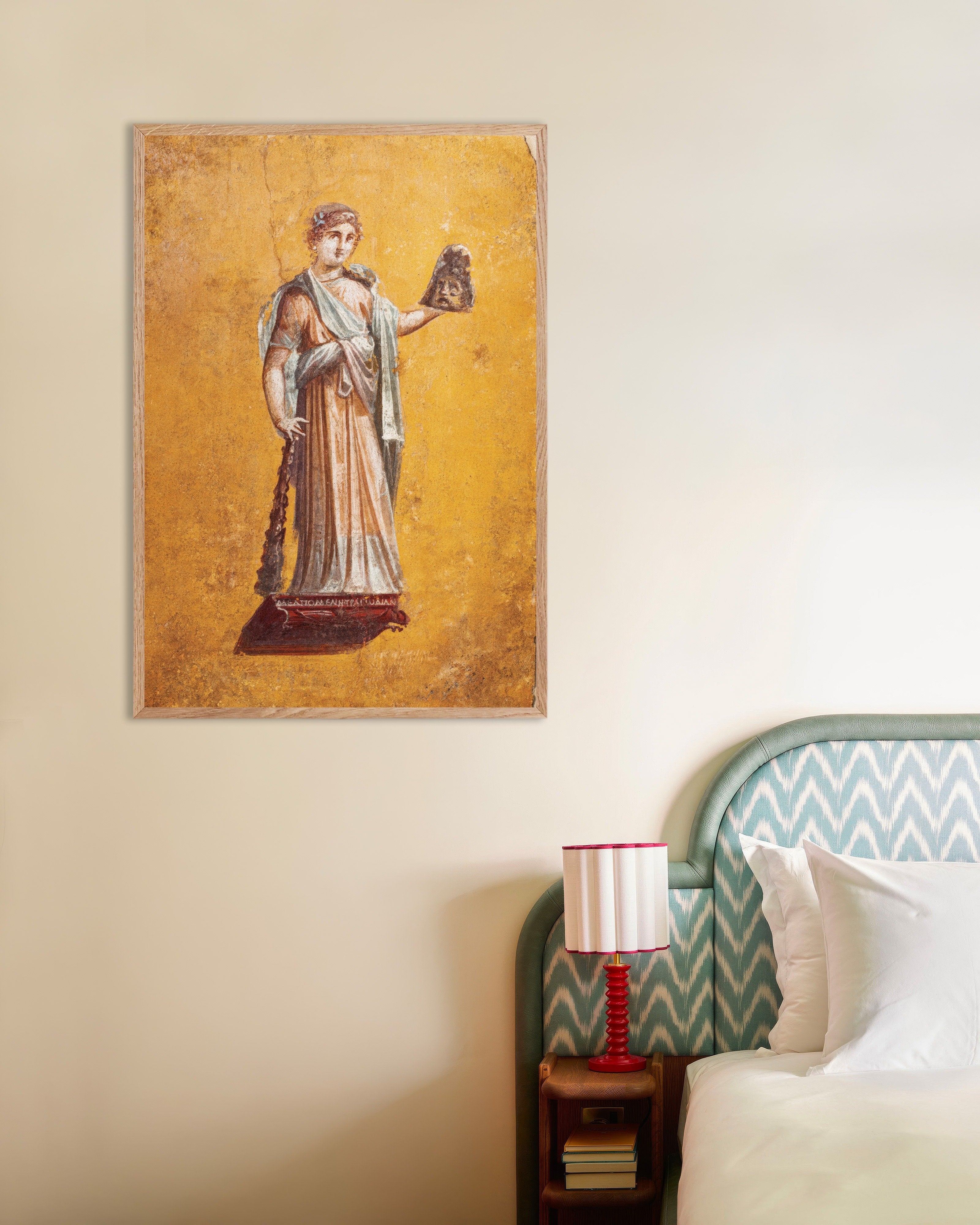 Poster of Melpomene muse of tragedy poster, with natural wooden frame