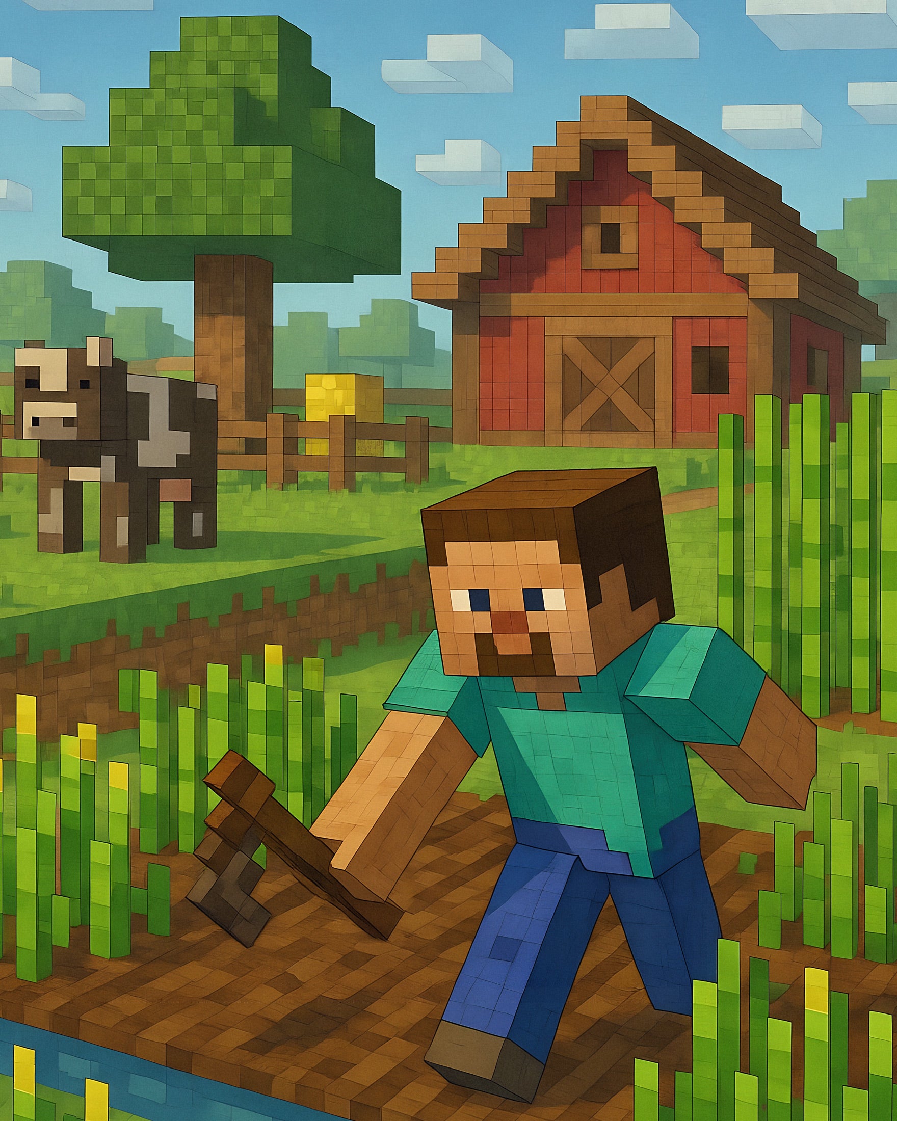 Minecraft - La ferme – champs et grange - poster