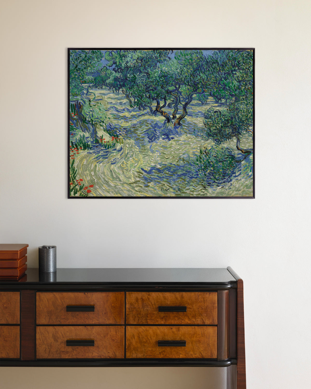 Poster de Verger d’oliviers (1889) de Vincent van Gogh, avec un cadre en métal