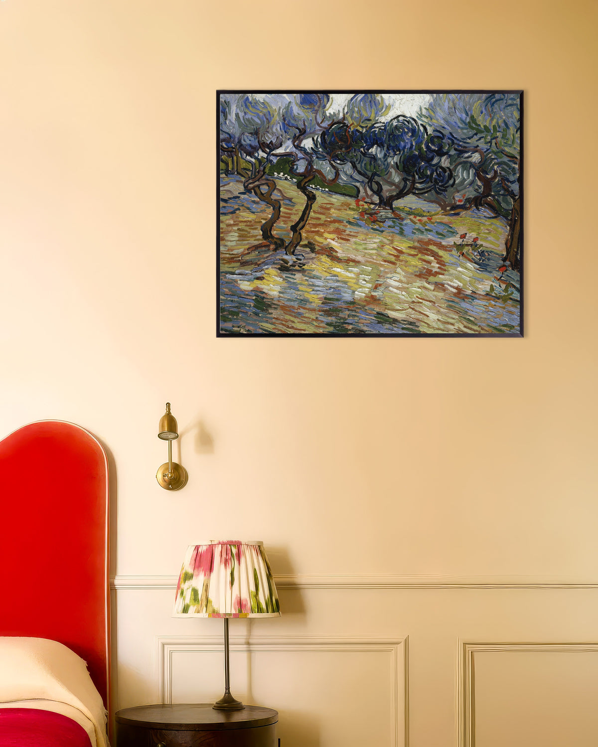 Poster de Les Oliviers (1889) de Vincent van Gogh, avec un cadre en métal
