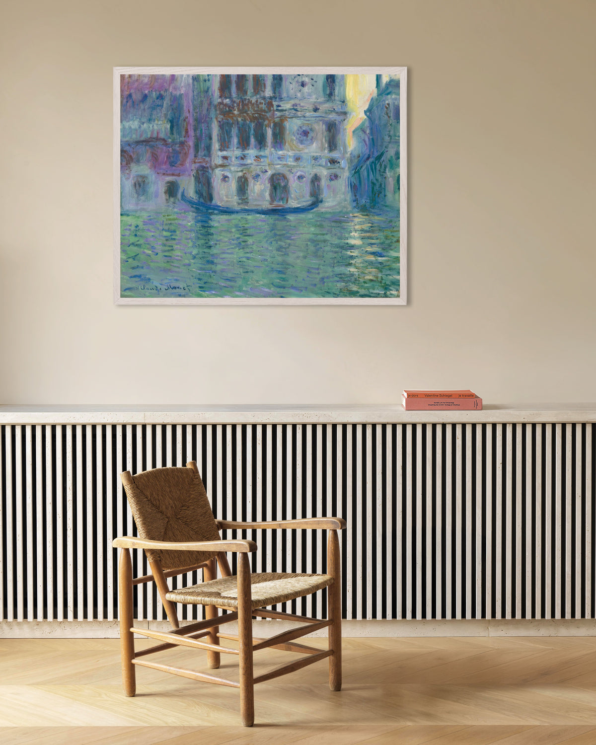 Affiche Le Palais Dario (1908) de Claude Monet, avec un cadre en bois blanc