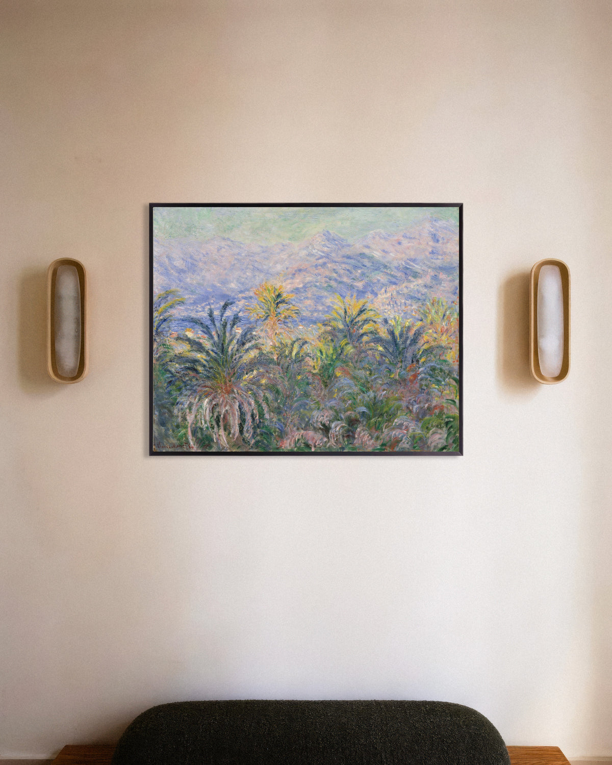 Affiche Palmiers à Bordighera (1884) de Claude Monet, avec un cadre en métal