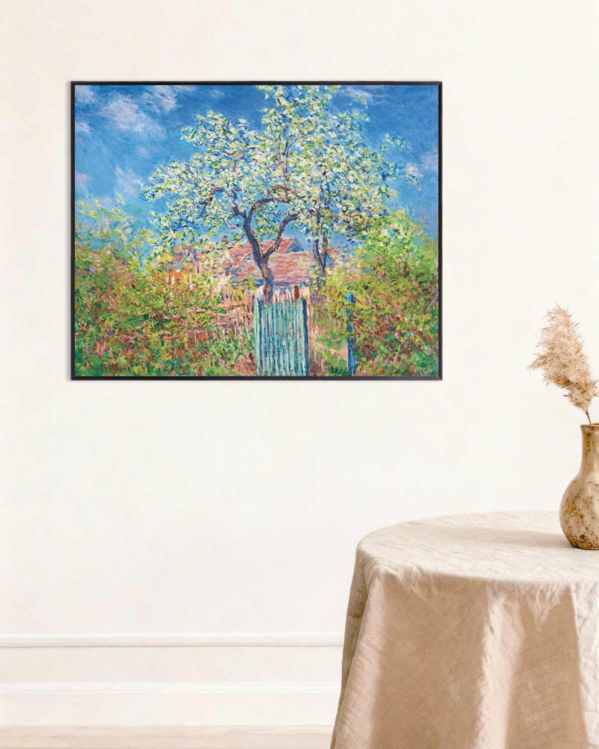 Affiche Poirier en fleurs (1885) de Claude Monet, avec un cadre en métal