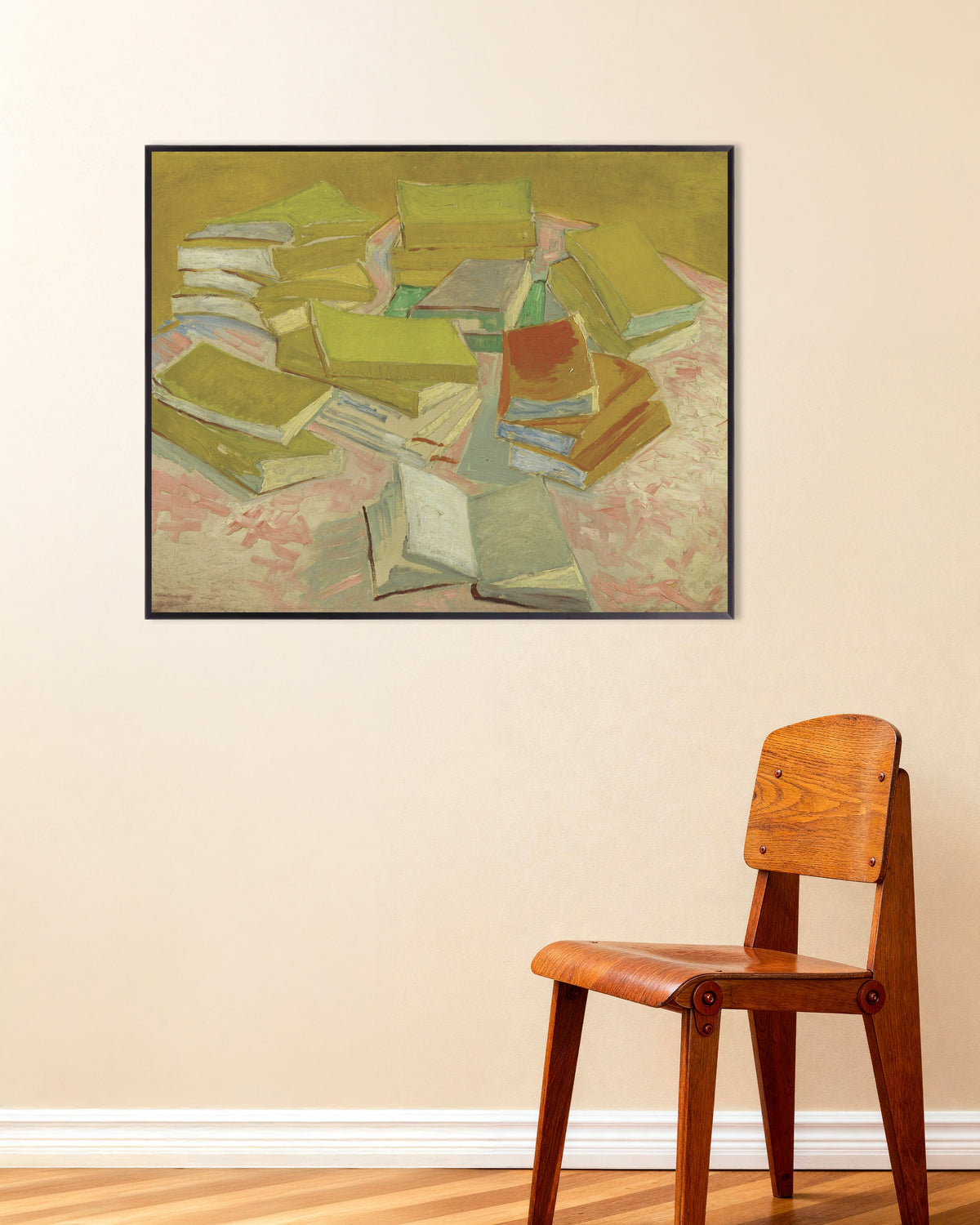 Poster de Piles de romans français (1887), Vincent van Gogh, avec un cadre en métal