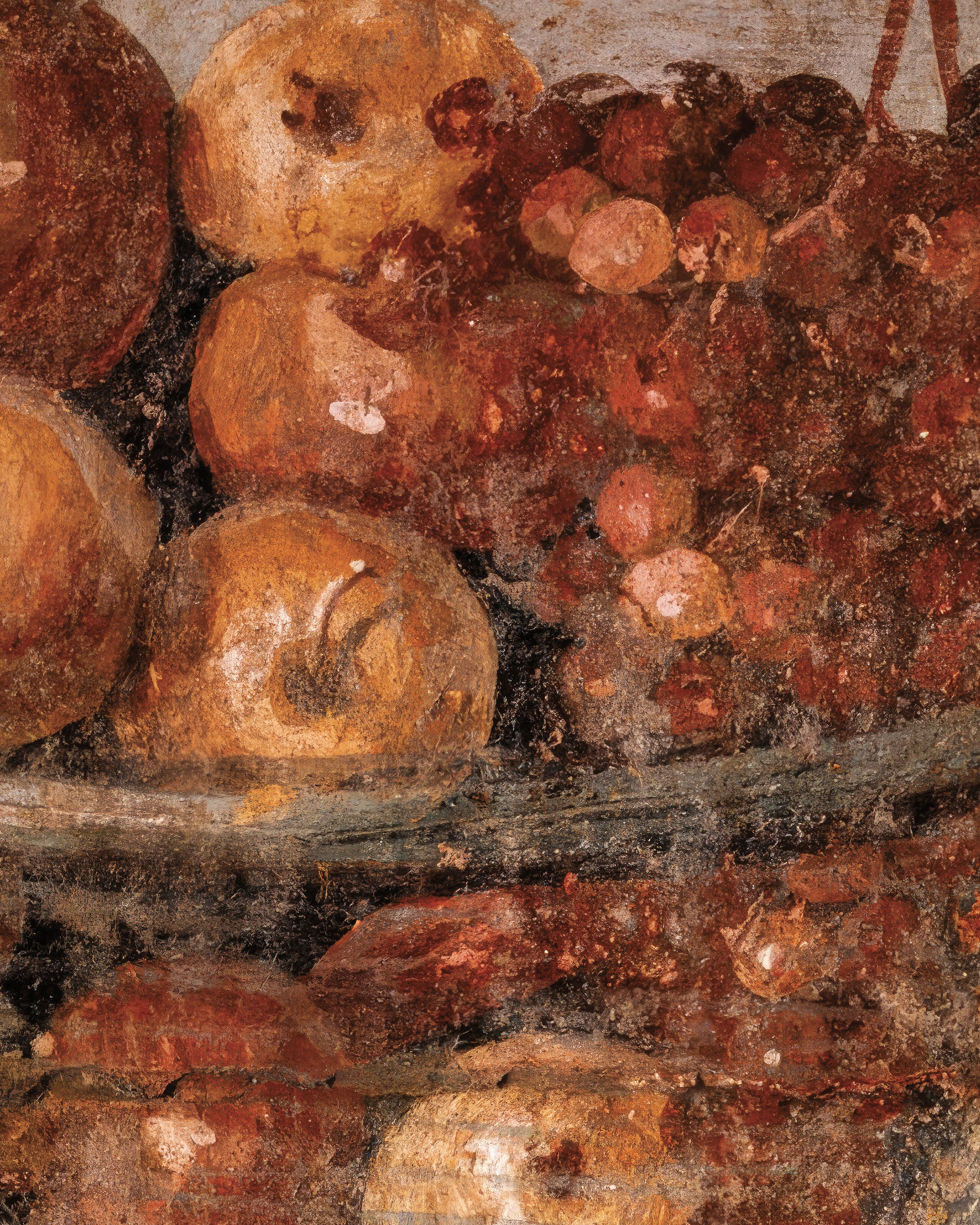 Détail de fresque de Pompéi avec corbeille de fruits Affiche