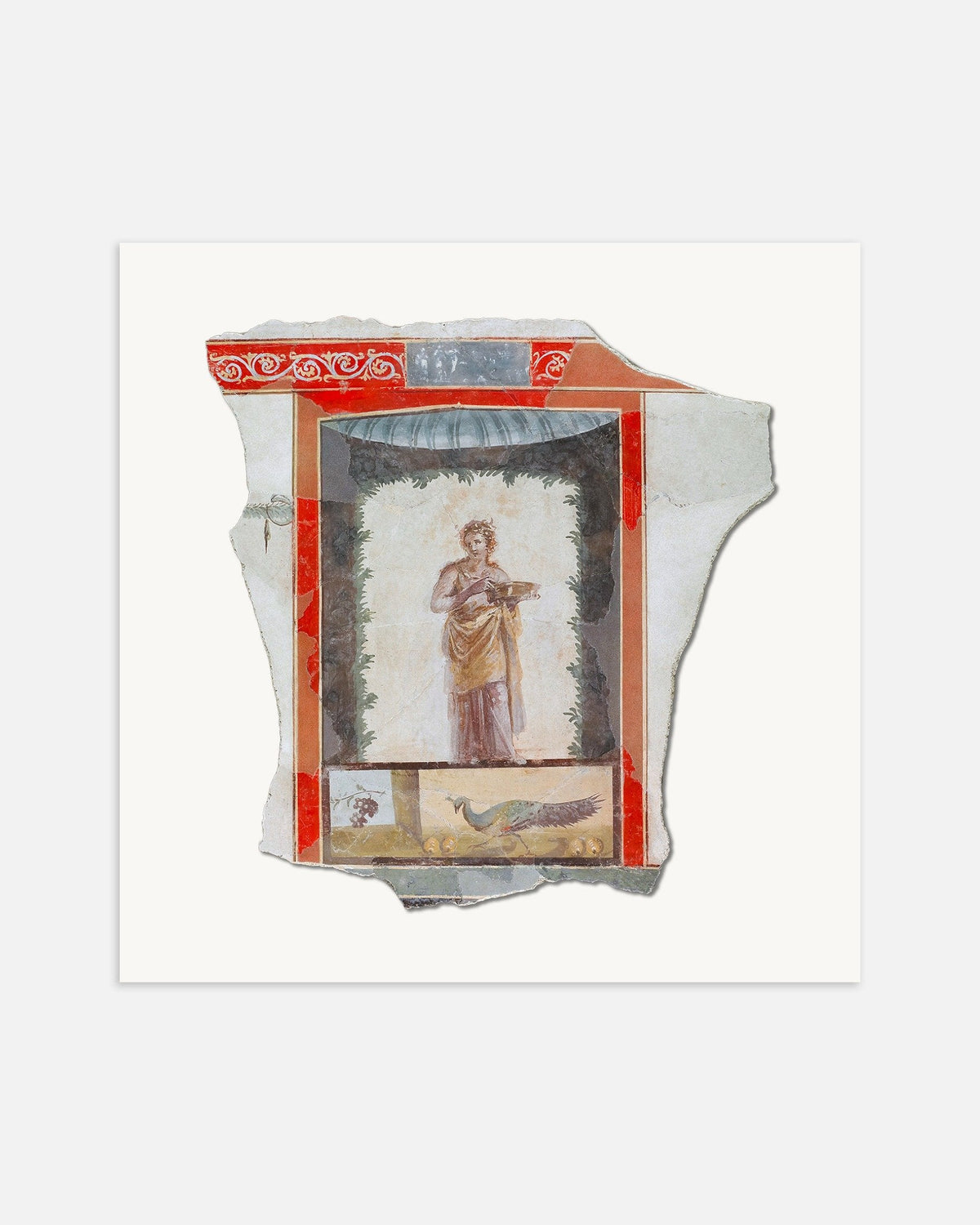 Affiche du fragment de fresque à la ménade et au paon, Pompéi
