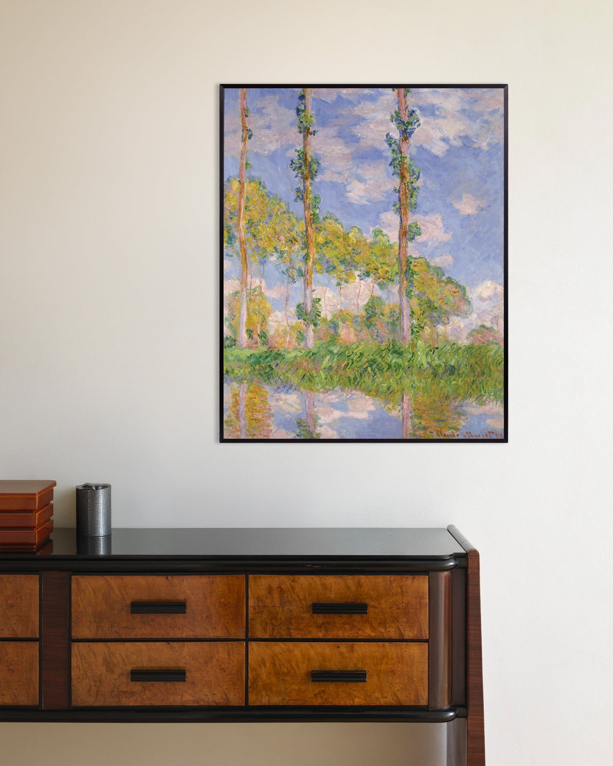 Affiche Peupliers au soleil (1891) de Claude Monet, avec un cadre en métal