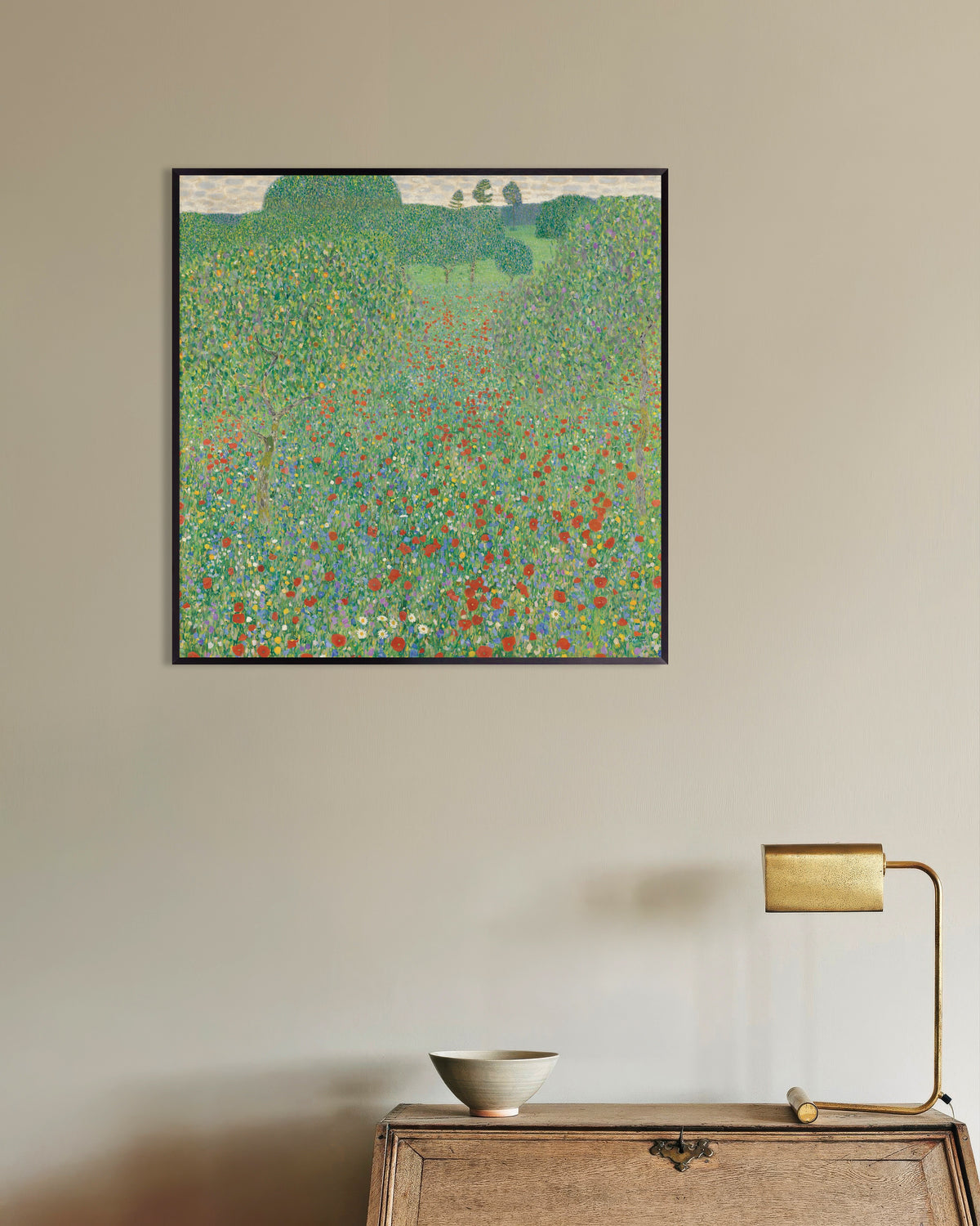 Affiche Champ de coquelicots (1907) de Gustav Klimt, avec un cadre en métal