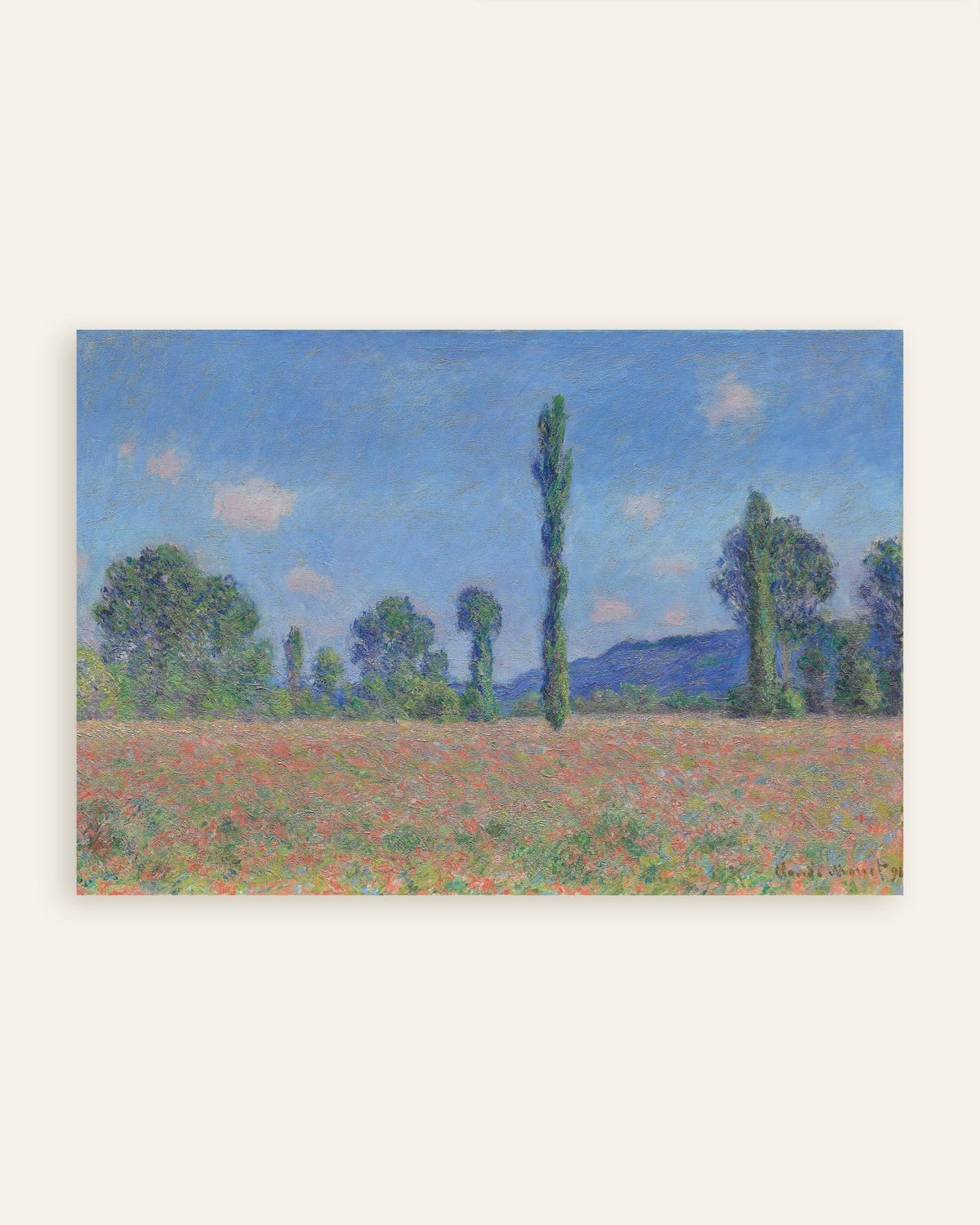 Affiche Champ de coquelicots, Giverny (1890) de Claude Monet, miniature