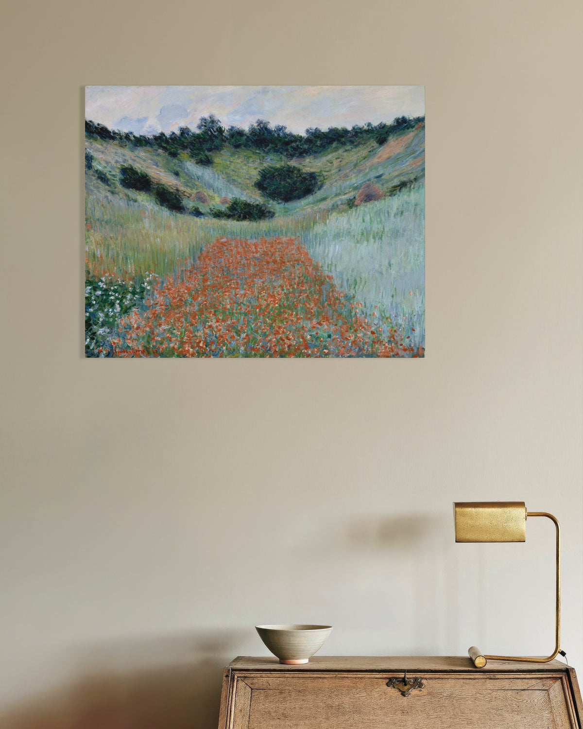Affiche Champ de coquelicots dans un vallon près de Giverny (1885) de Claude Monet
