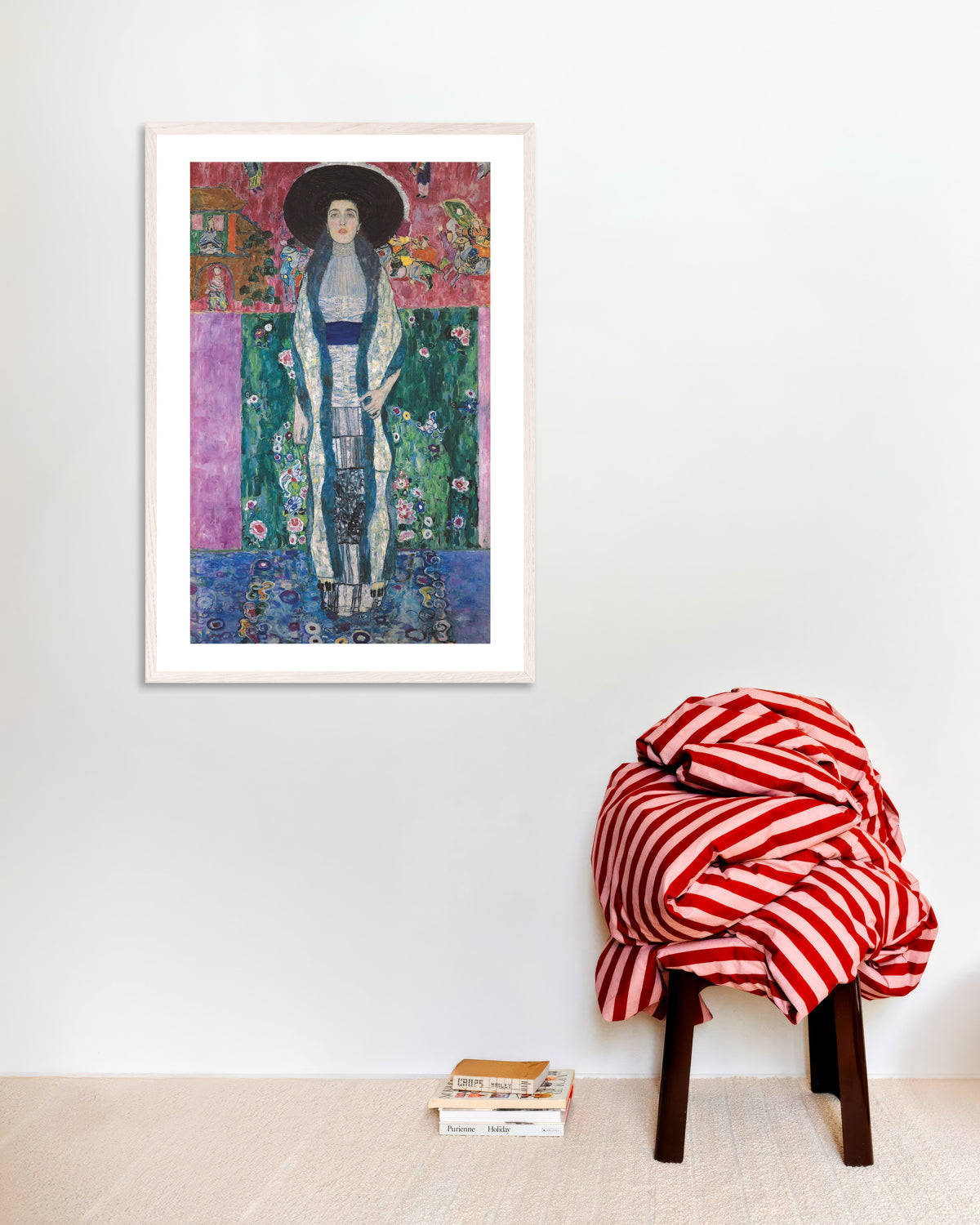 Affiche Portrait d'Adele Bloch-Bauer II (1912) de Gustav Klimt, avec un cadre en bois blanc