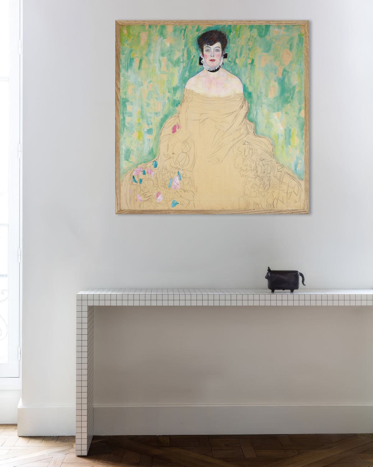 Affiche Portrait d'Amalie Zuckerkandl (1917) de Gustav Klimt, avec un cadre en bois naturel