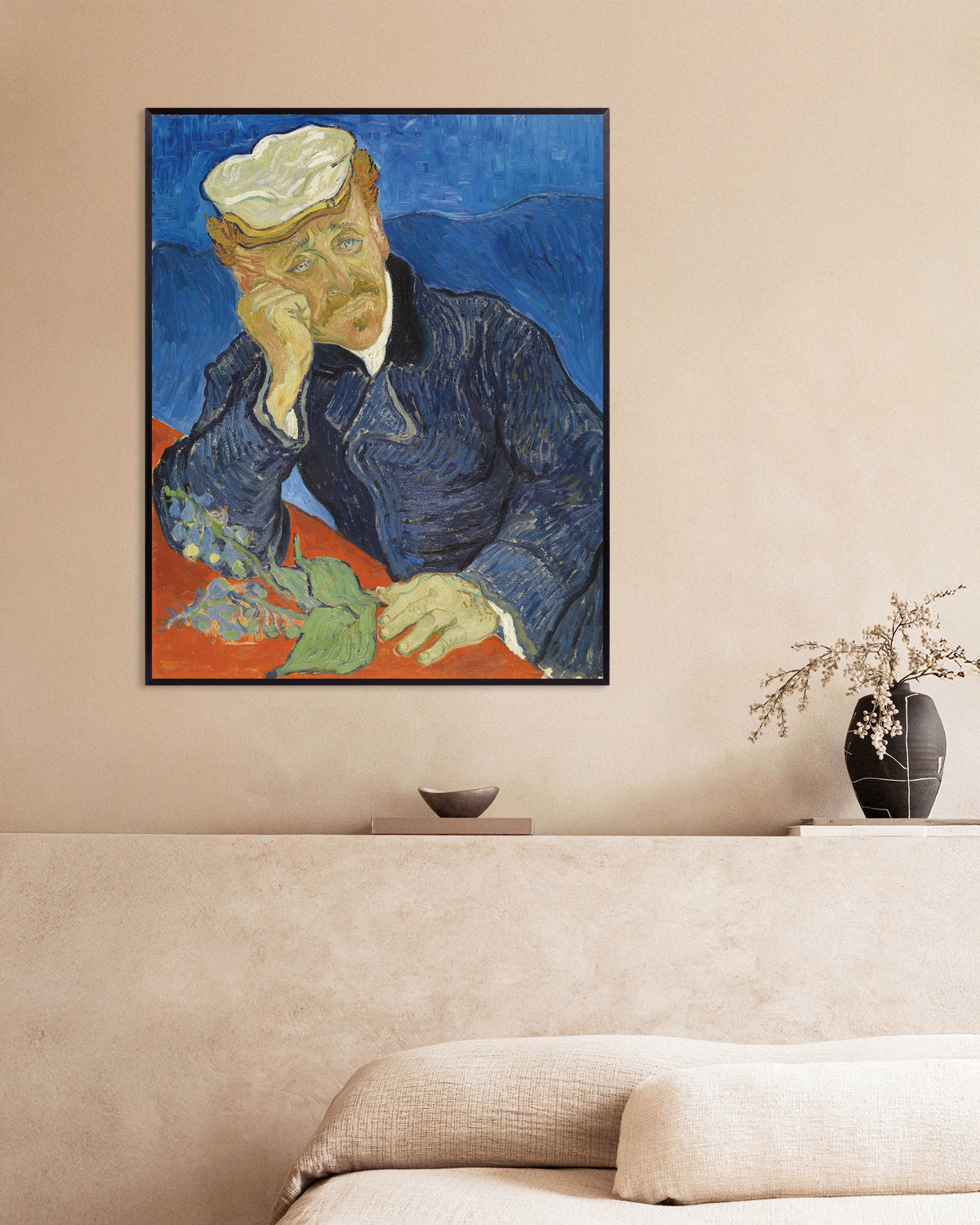 Poster de Portrait du docteur Gachet (1890) de Vincent van Gogh, avec un cadre en métal