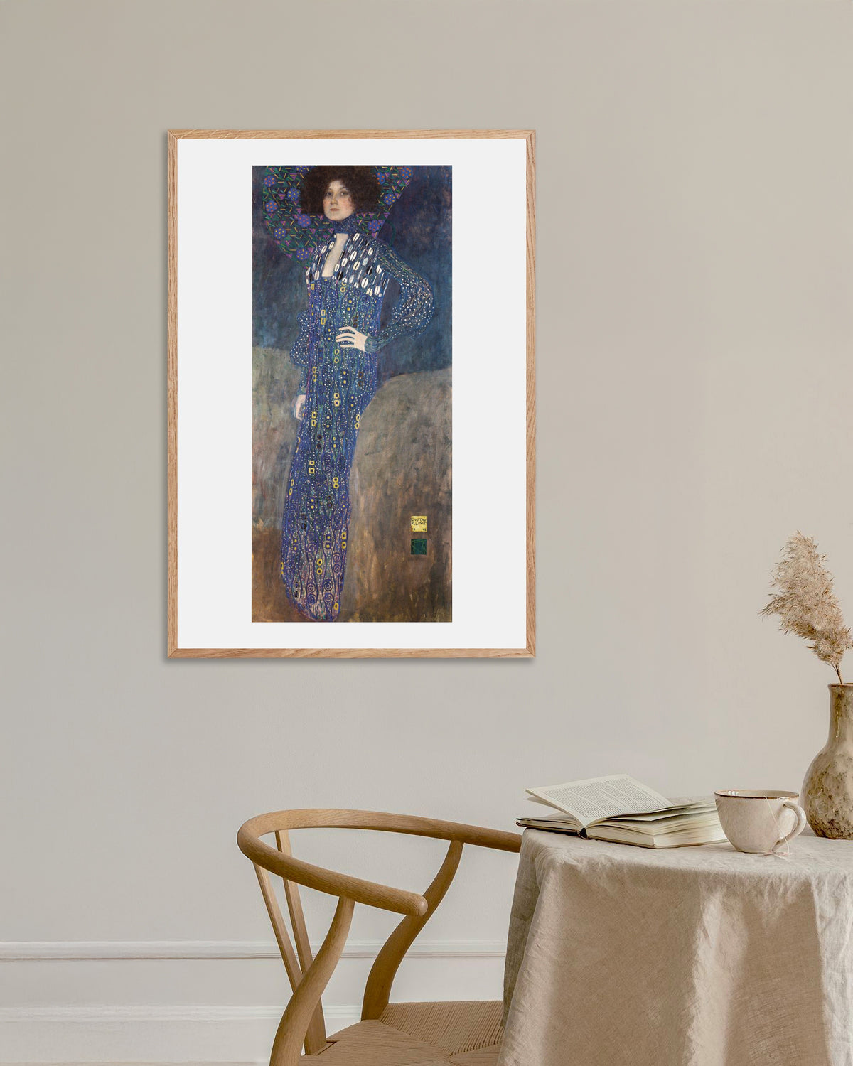 Affiche Portrait d'Emilie Flöge (1902) de Gustav Klimt, avec un cadre en bois naturel