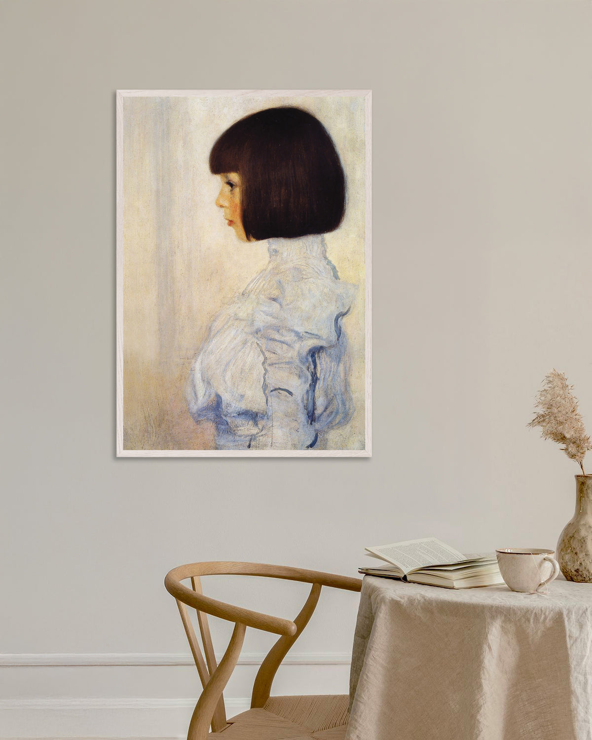 Affiche Portrait de Helene Klimt (1898) de Gustav Klimt, avec un cadre en bois blanc