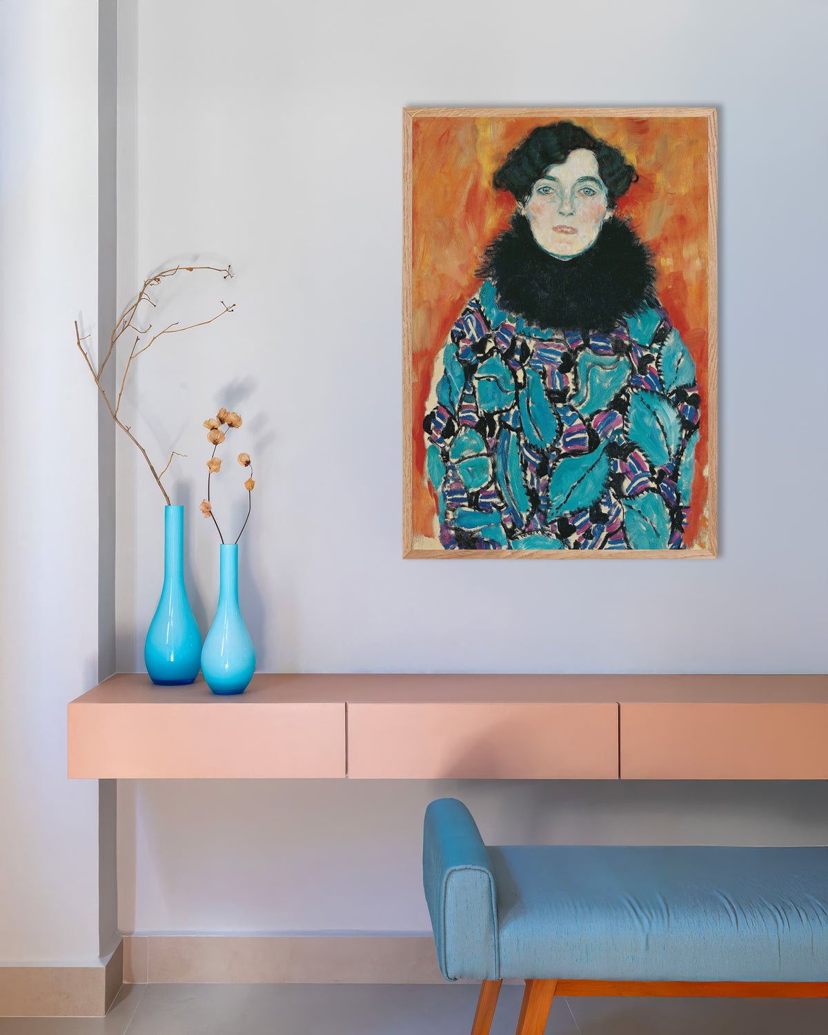 Affiche Portrait de Johanna Staude (1917) de Gustav Klimt, avec un cadre en bois naturel