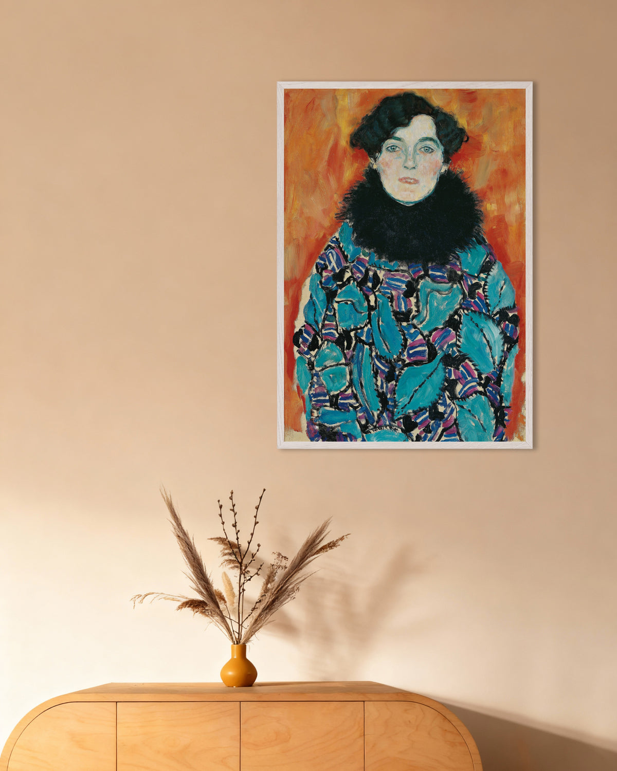 Affiche Portrait de Johanna Staude (1917) de Gustav Klimt, avec un cadre en bois blanc