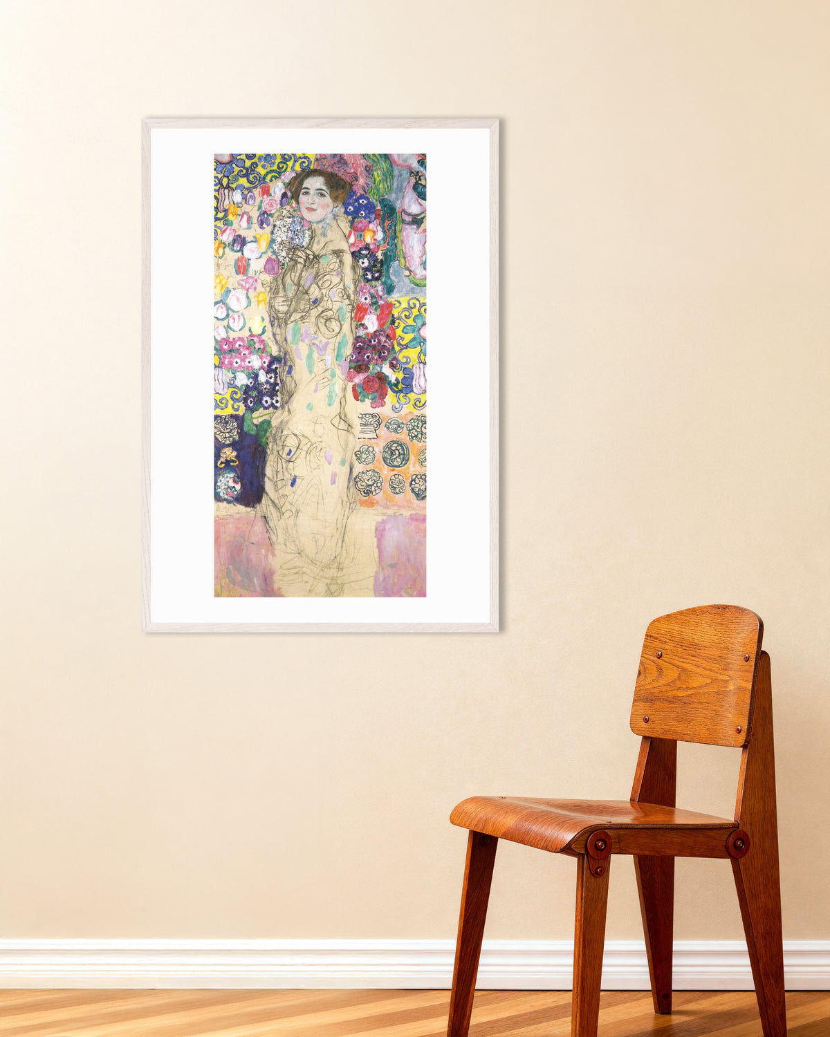 Affiche Portrait de Maria Munk (1917–1918) de Gustav Klimt, avec un cadre en bois blanc