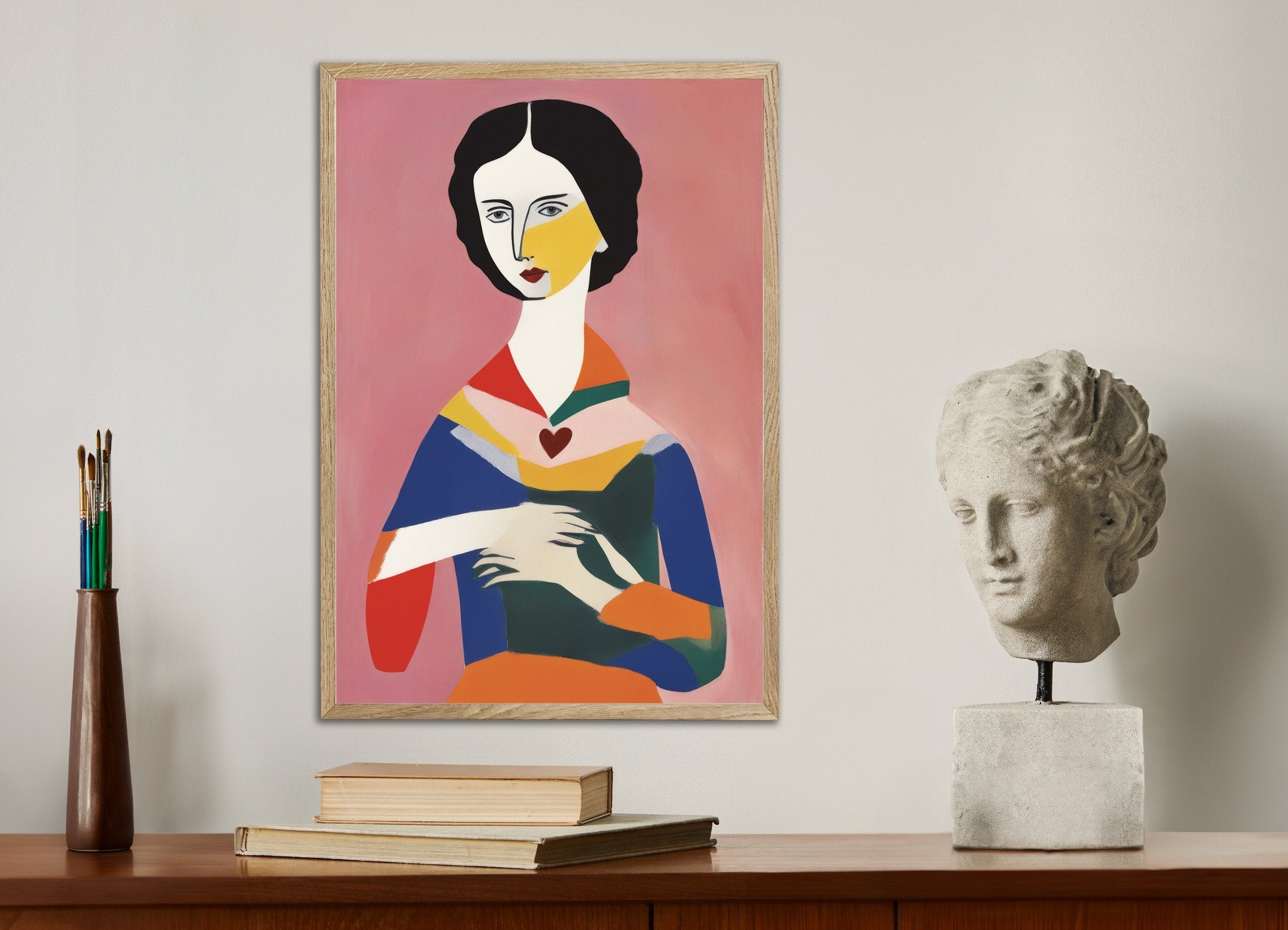 Poster of Portrait of Natasha art print, with natural wooden frame