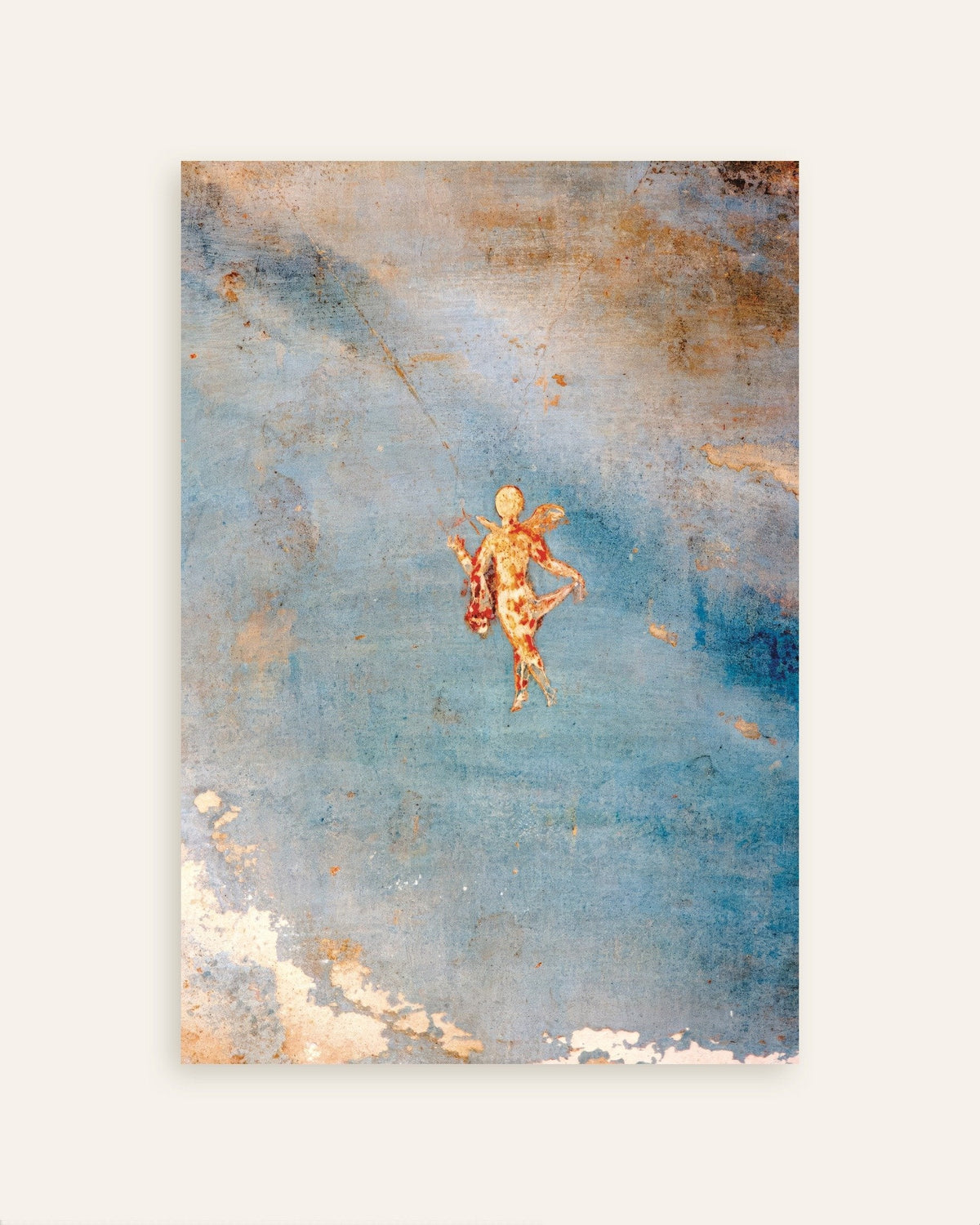 Affiche de la fresque de Psyché sur fond bleu, maison de Vénus à Pompéi