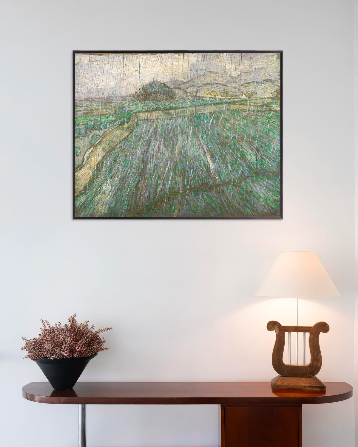 Poster La Pluie (1889) de Vincent van Gogh avec cadre métallique