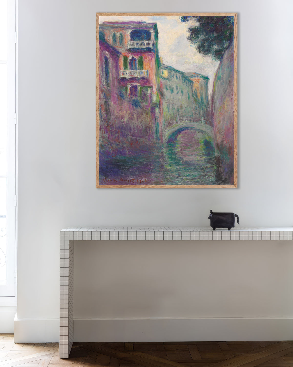 Affiche Le Rio de la Salute (1908) de Claude Monet, avec un cadre en bois naturel