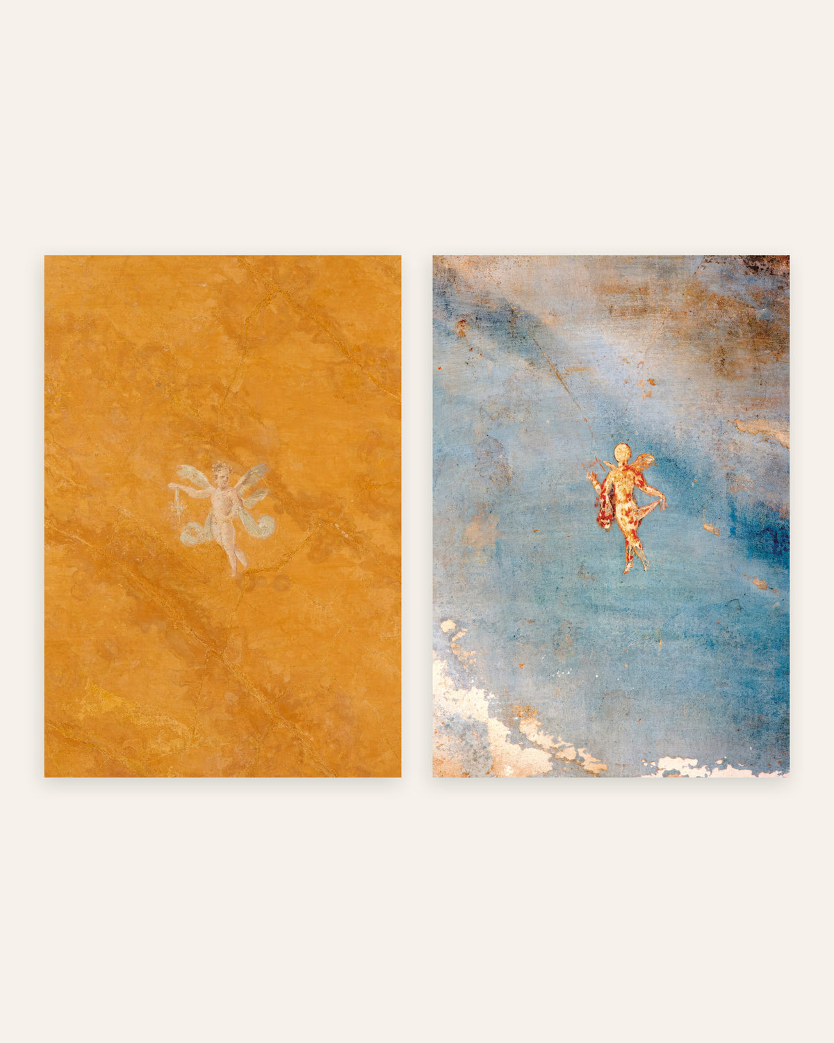 Affiches fresques romaines, lot de 2 : Cupidon et Psyché, sans cadre