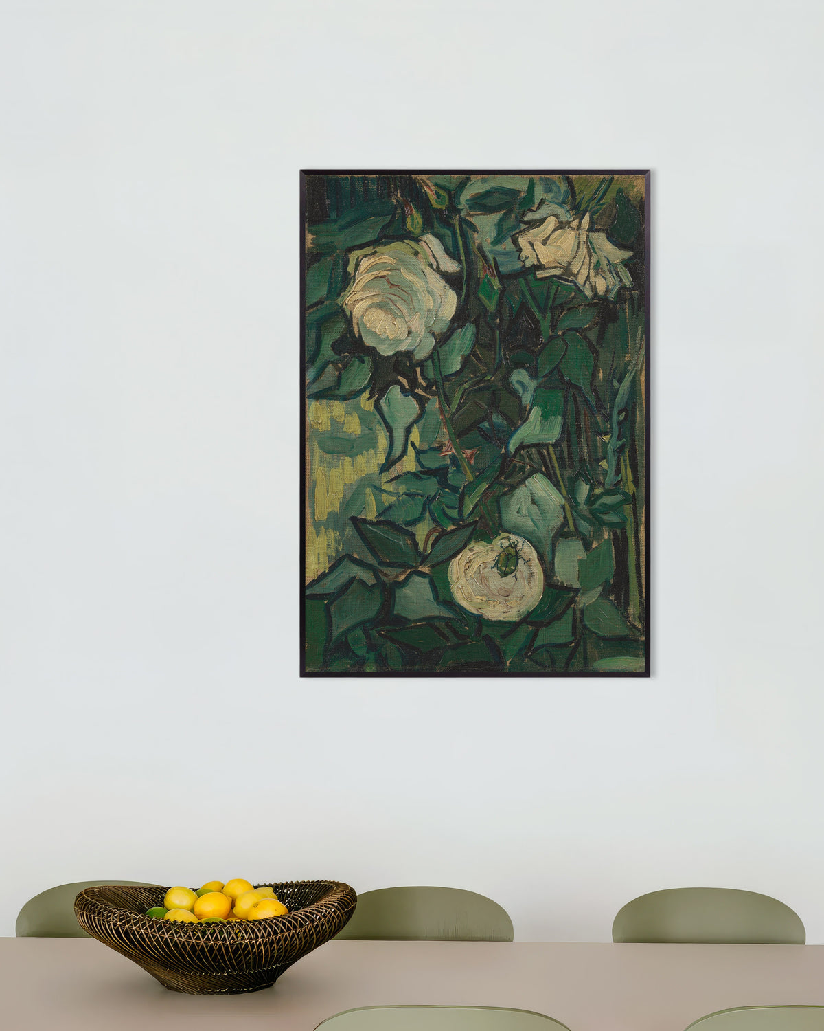 Poster « Rosier avec un scarabée (1889), Vincent van Gogh », avec cadre en métal