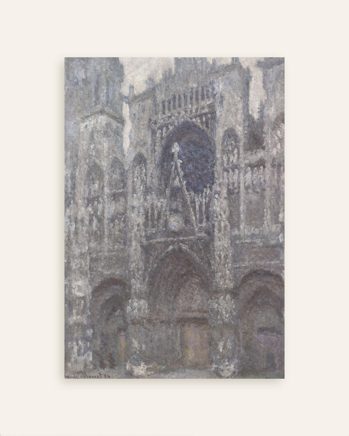 Affiche La Cathédrale de Rouen, le portail, temps gris (1892) de Claude Monet, miniature