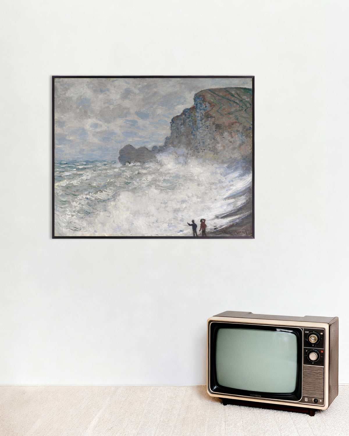 Affiche Gros temps à Étretat (1883) de Claude Monet, avec un cadre en métal