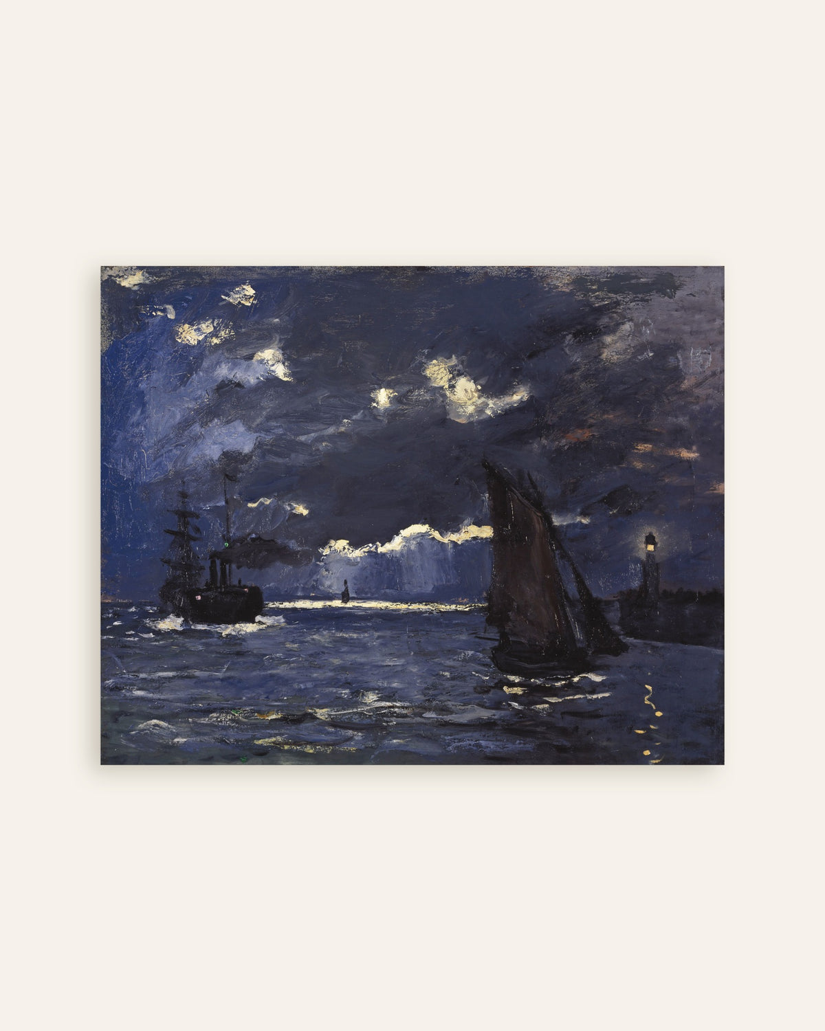 Affiche Marine, navires au clair de lune (1864) de Claude Monet, miniature