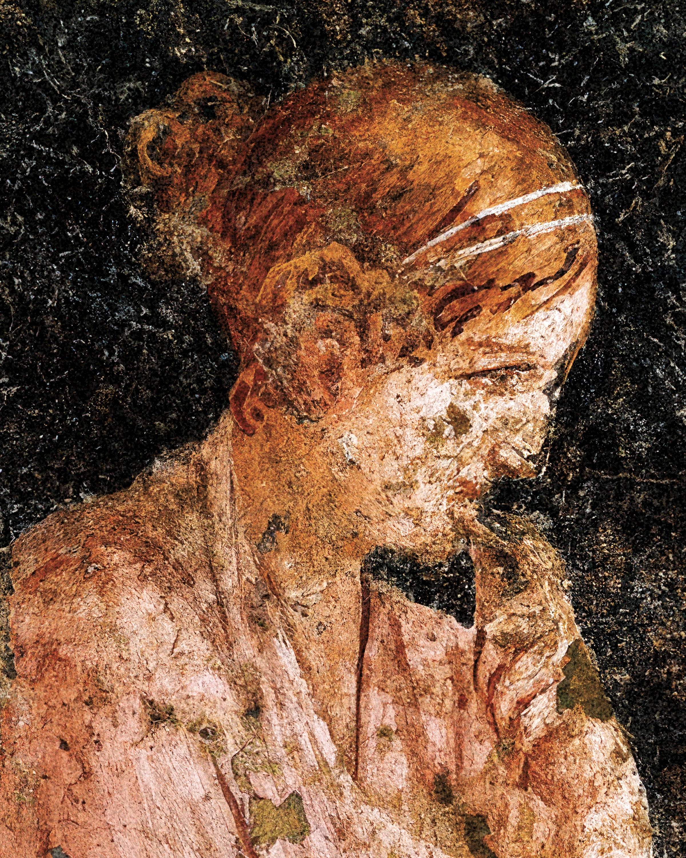 Femme assise, détail de fresque de Pompéi
