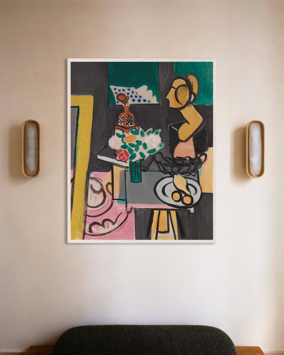 Poster de Nature morte aux courges (1916) de Henri Matisse, avec un cadre en bois blanc