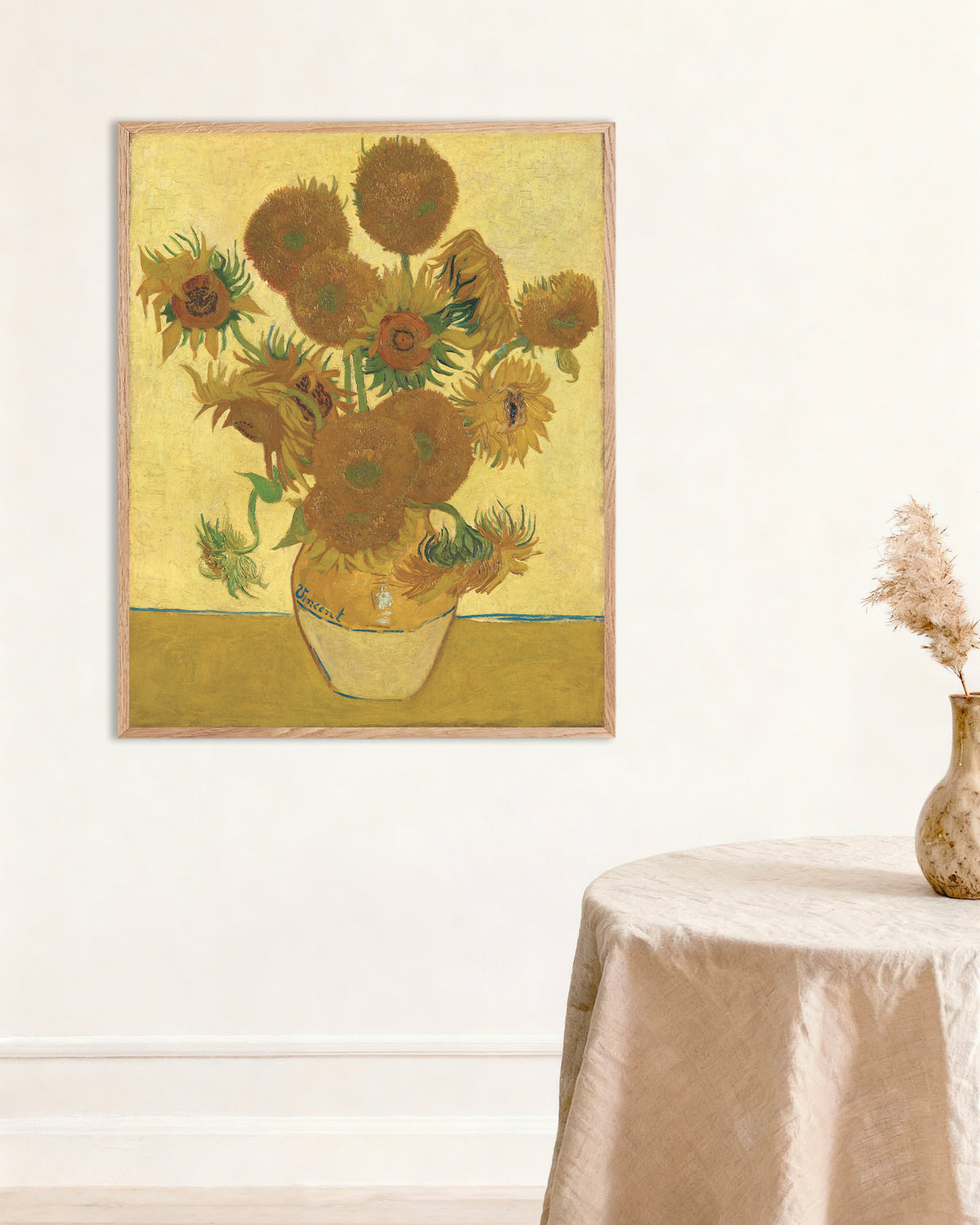 Affiche « Les Tournesols » (1888) de Vincent van Gogh, avec cadre en bois naturel