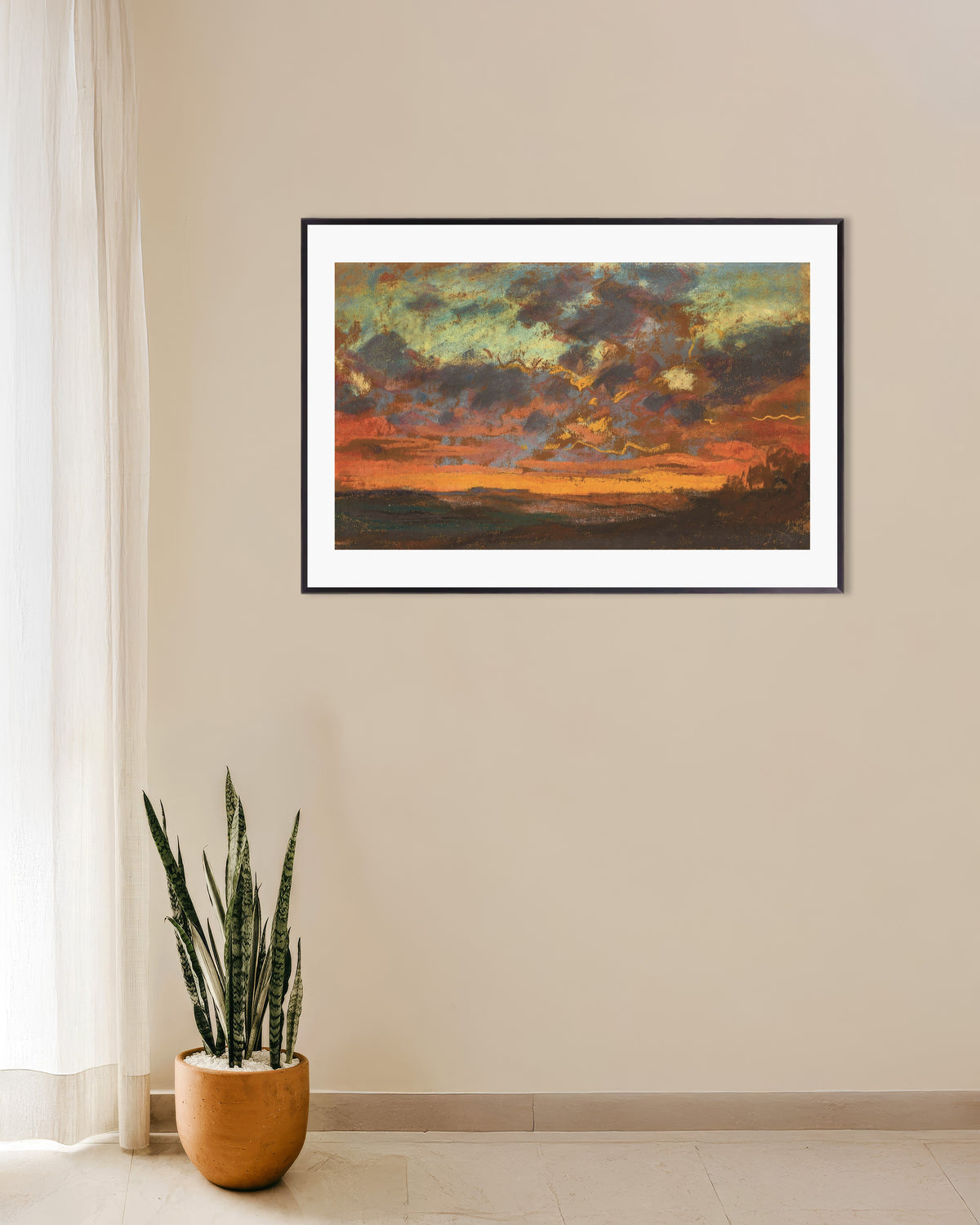 Affiche Coucher de soleil (vers 1868) de Claude Monet, avec un cadre en métal
