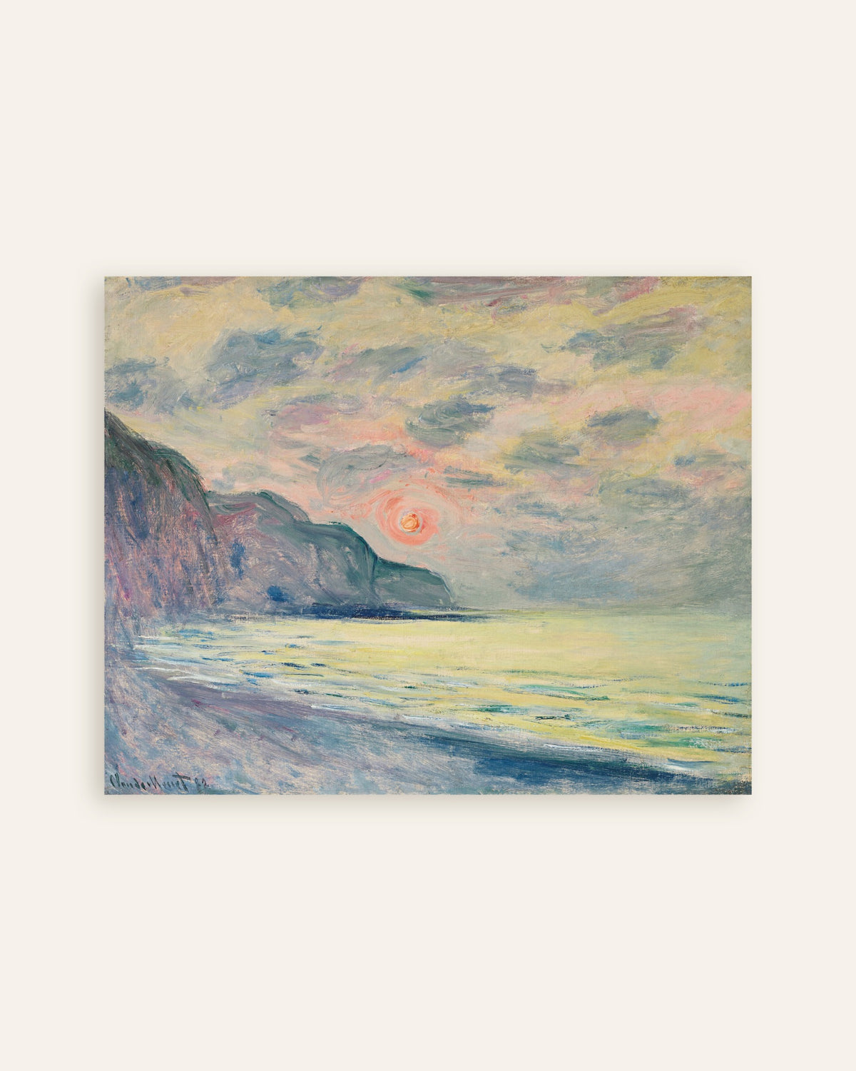 Affiche Soleil couchant, temps brumeux, Pourville (1882) de Claude Monet, miniature
