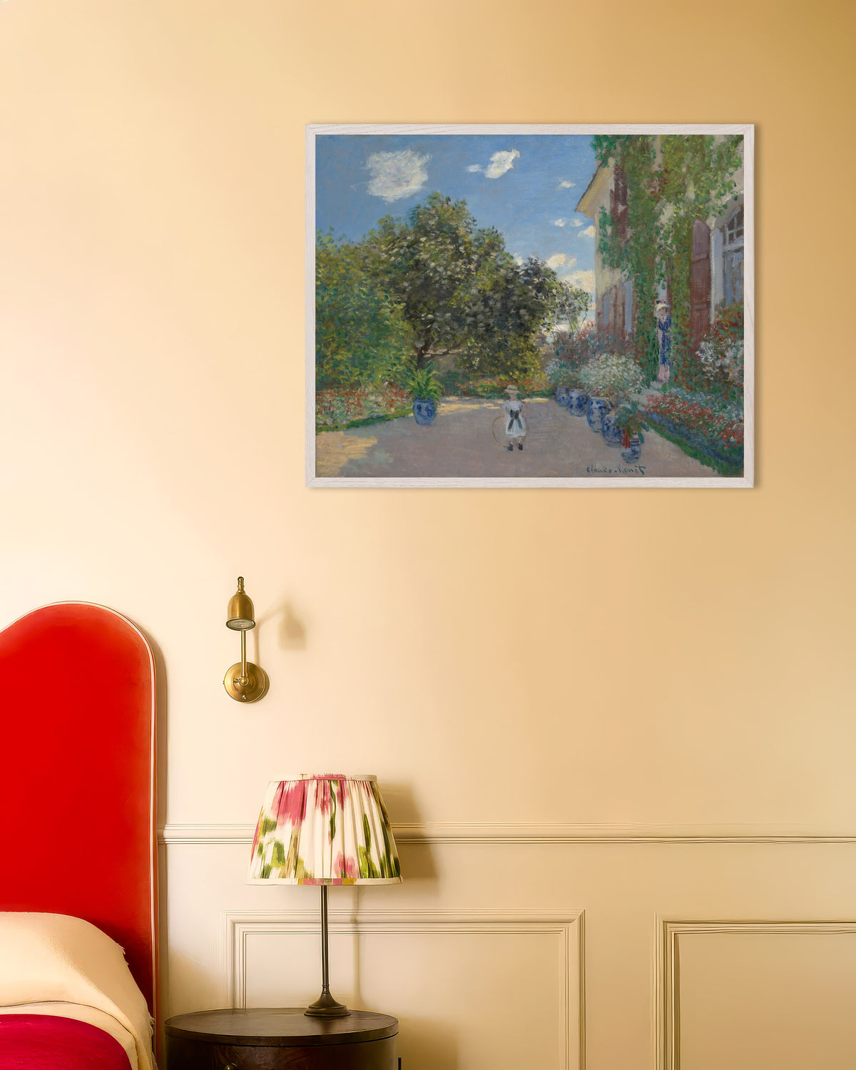 Affiche La Maison de l'artiste à Argenteuil (1873) de Claude Monet, avec un cadre en bois blanc